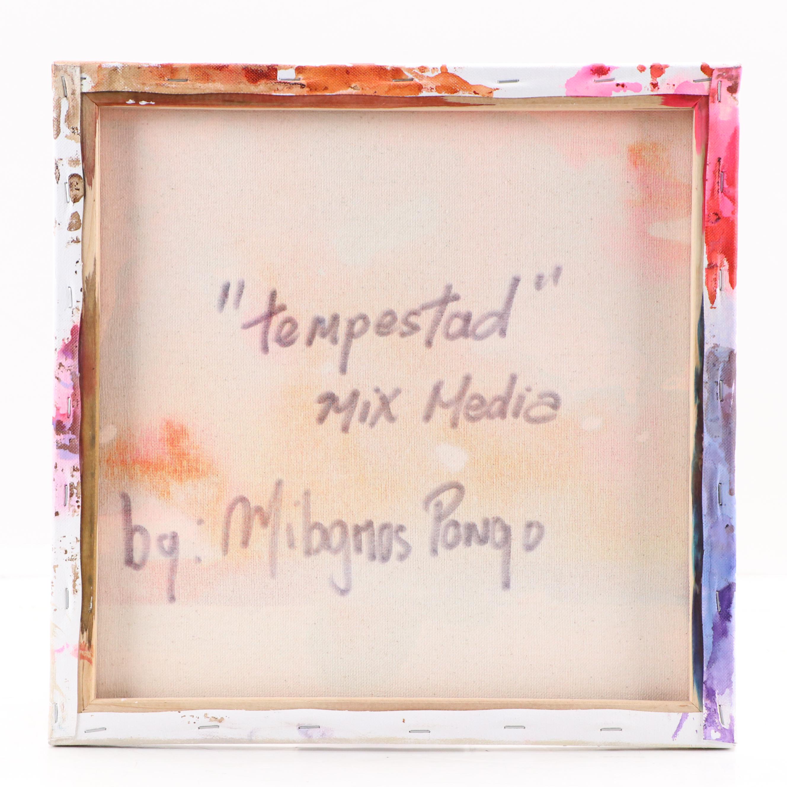 Milagros Pongo Abstract Mixed Media Painting "Tempestad," 21st Century