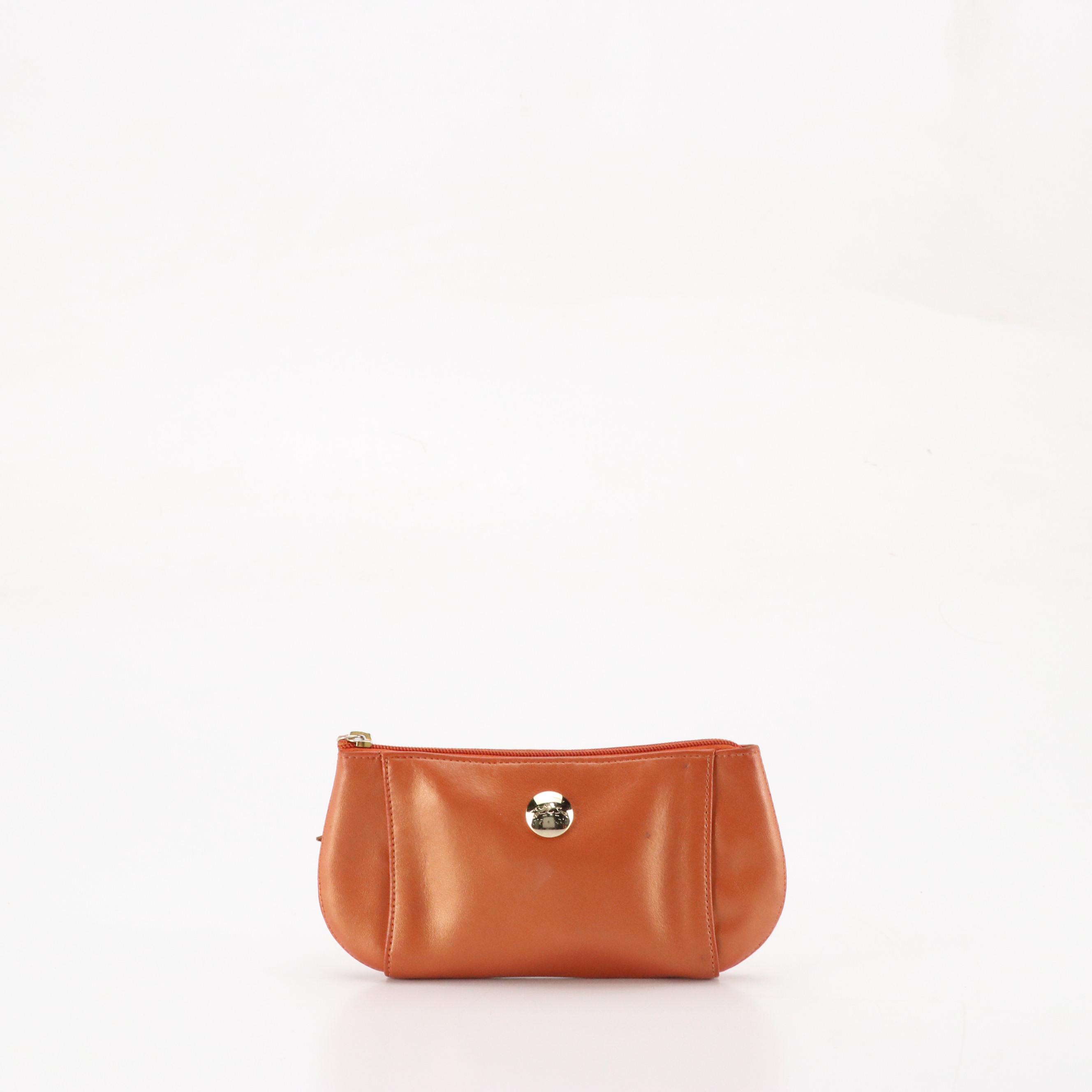 Longchamp Metallic Orange Leather Pouch, Lululemon Nylon "Everywhere" Belt Bag