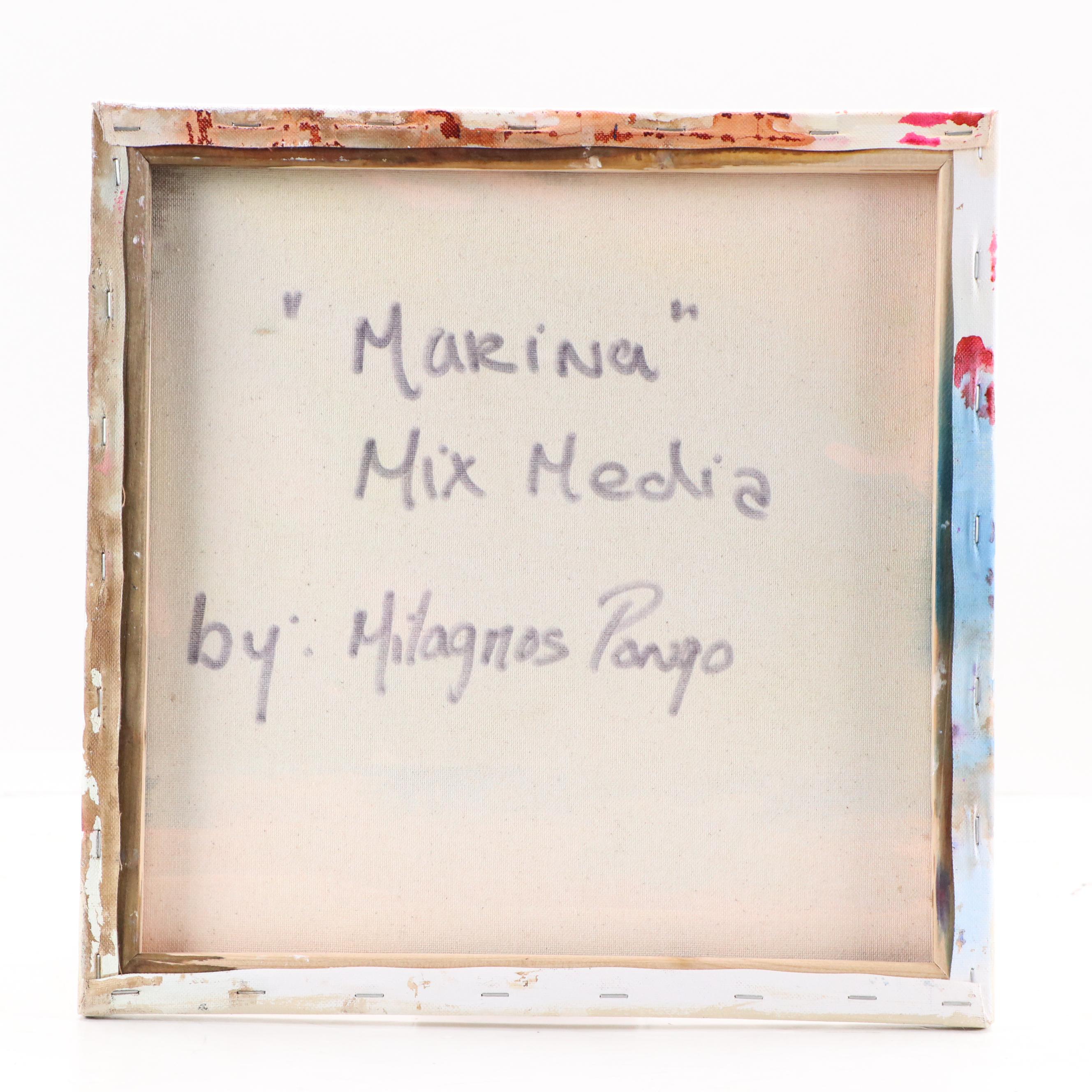 Milagros Pongo Abstract Mixed Media Painting "Marina," 21st Century