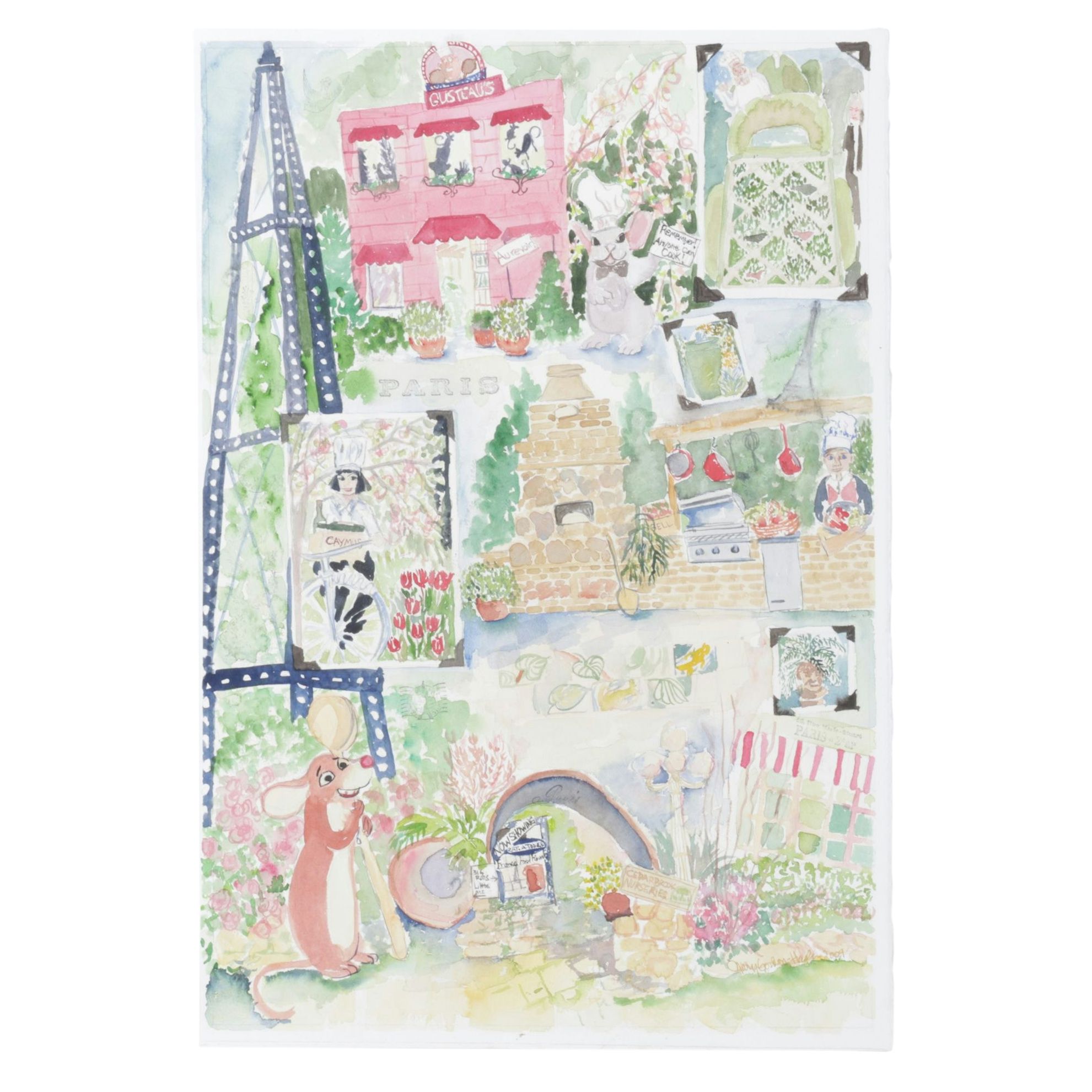 Mary Gordon-Hagler Watercolor Painting Inspired by Disney's "Ratatouille", 2009