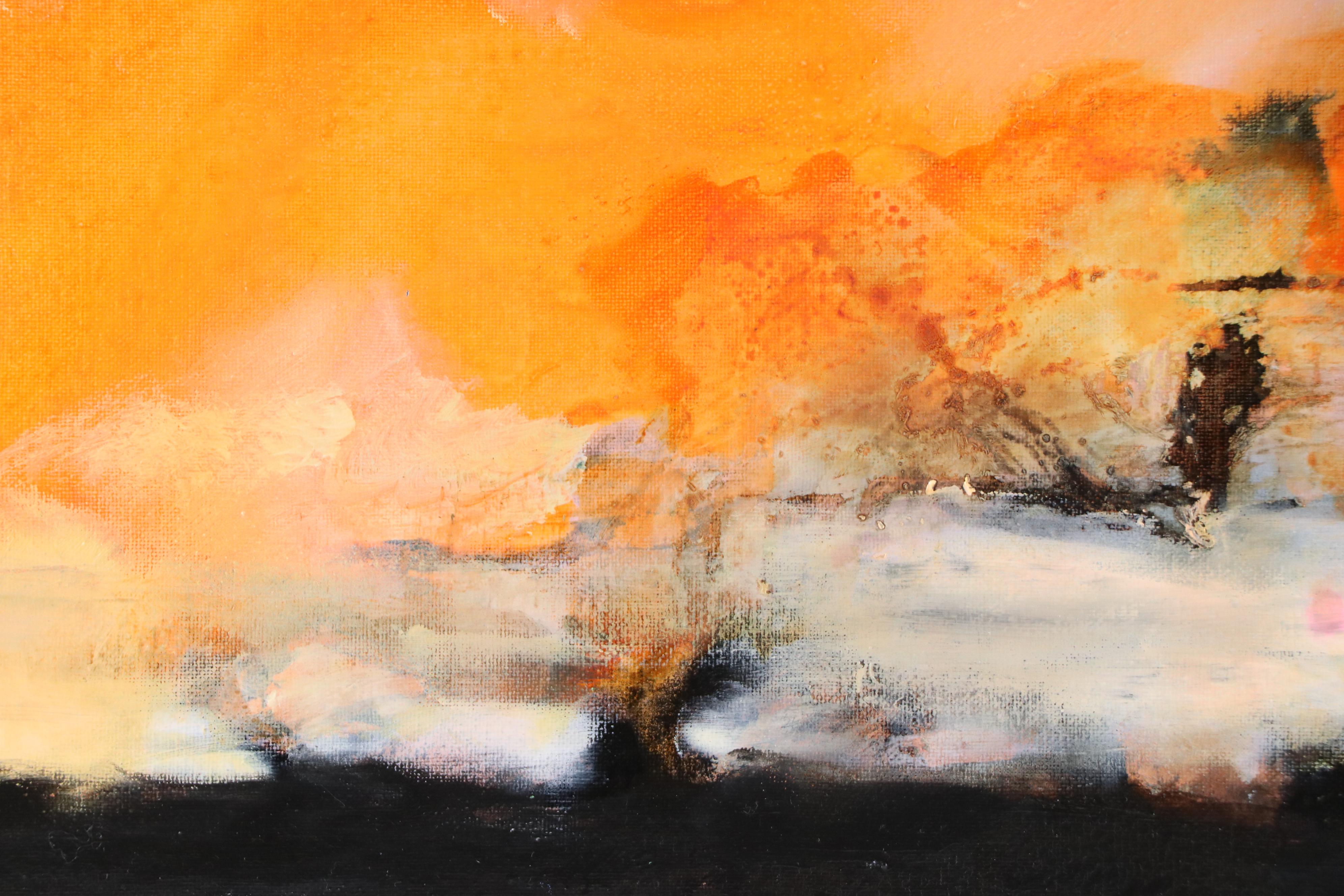 Milagros Pongo Abstract Mixed Media Painting "Singapur," 21st Century