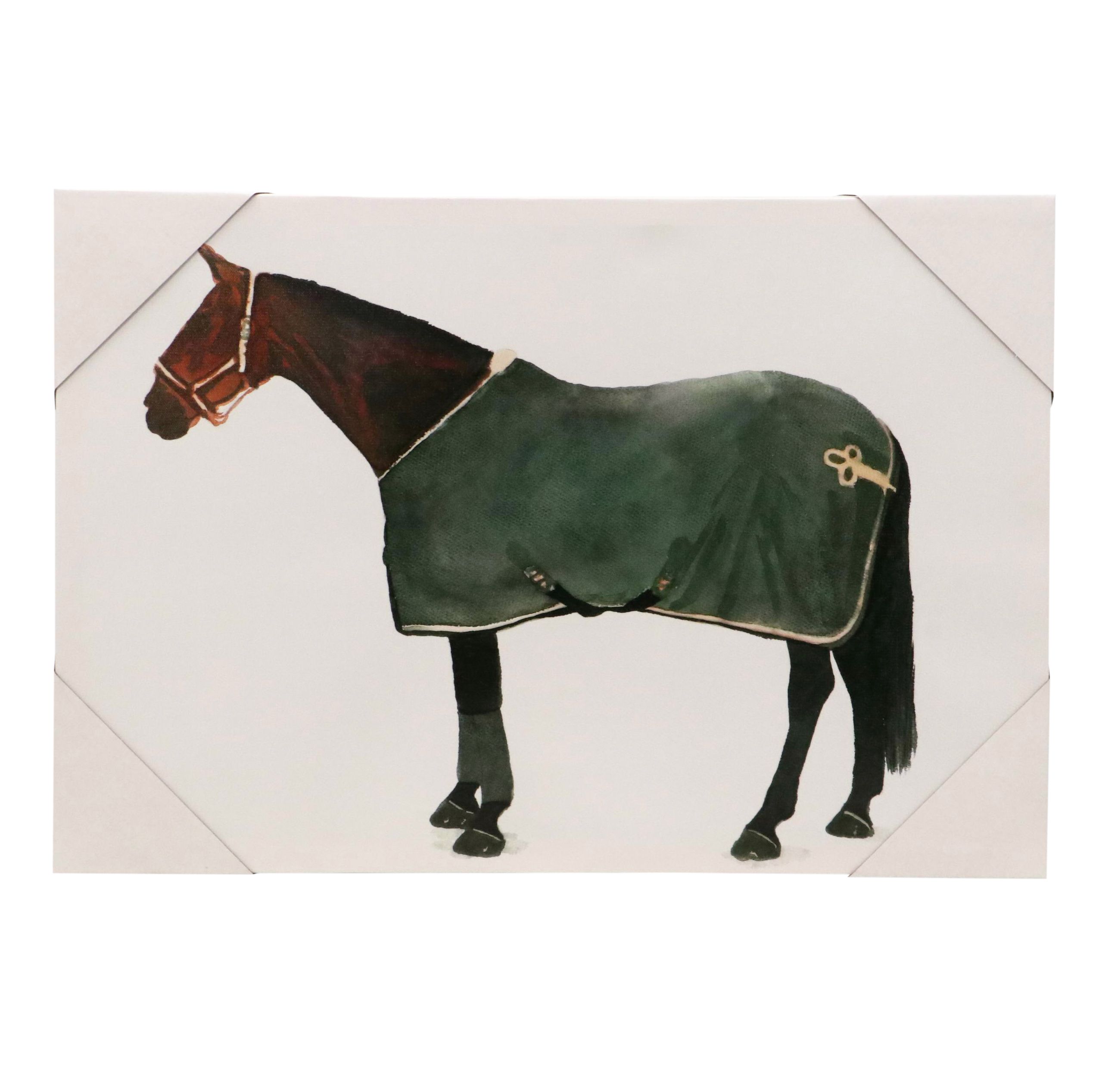 Giclée of Horse Wearing Green Fleece, 21st Century