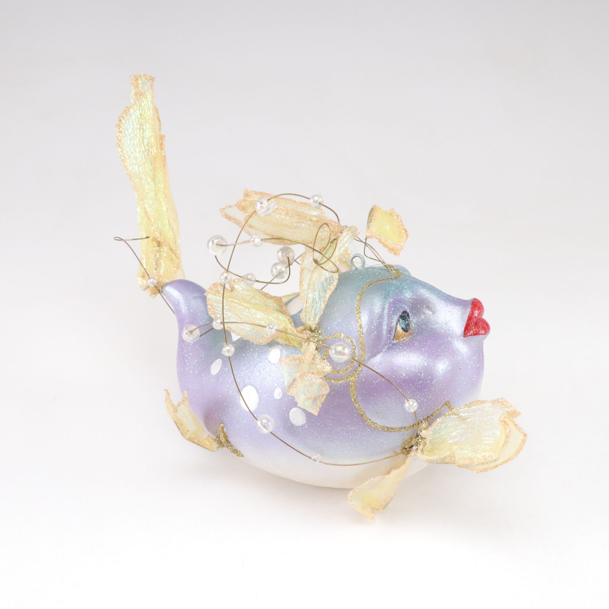 Glitter & Ribbon Fish with Other Nautical Christmas Tree Ornaments