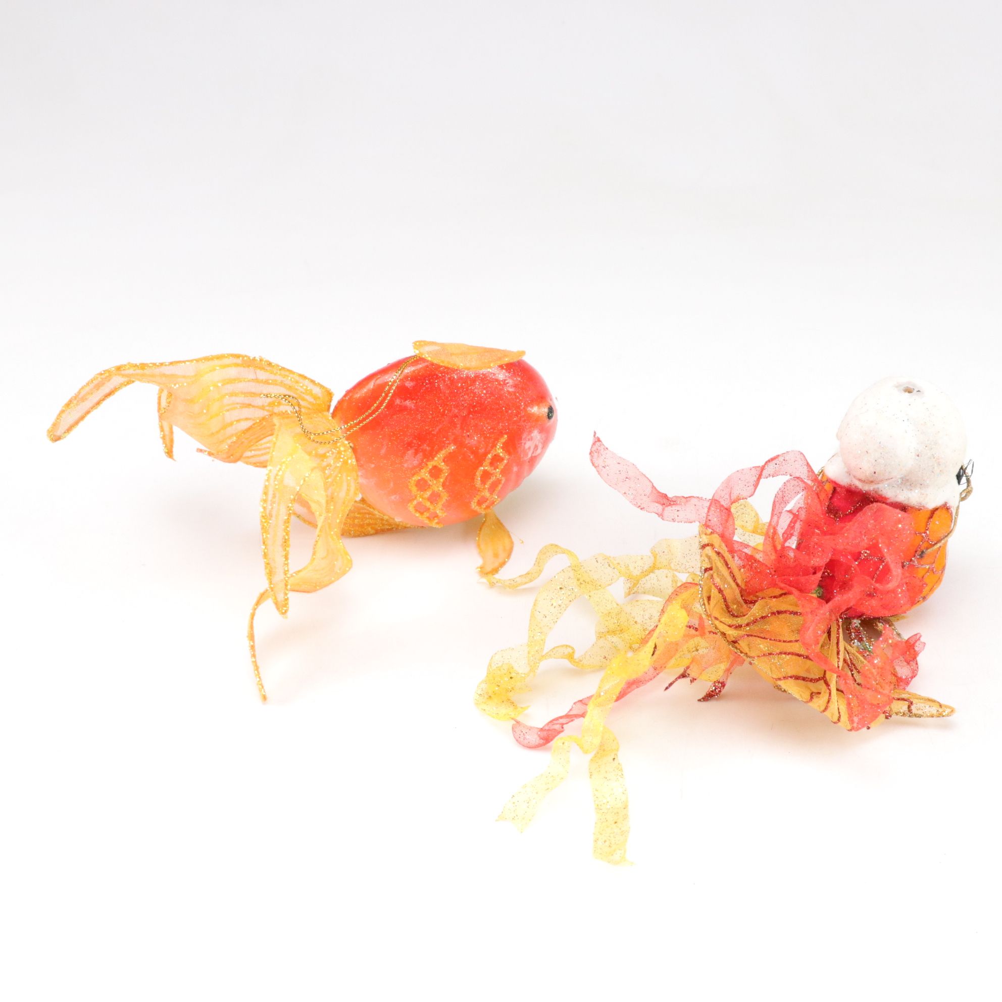 Glitter & Ribbon Fish with Other Nautical Christmas Tree Ornaments