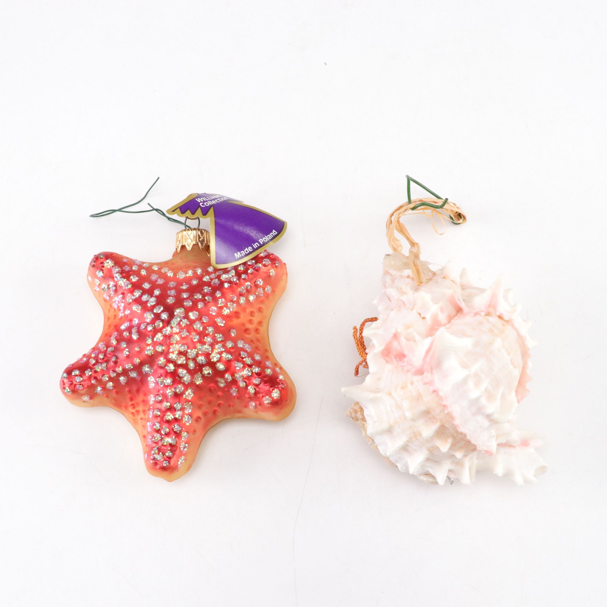 Glitter & Ribbon Fish with Other Nautical Christmas Tree Ornaments