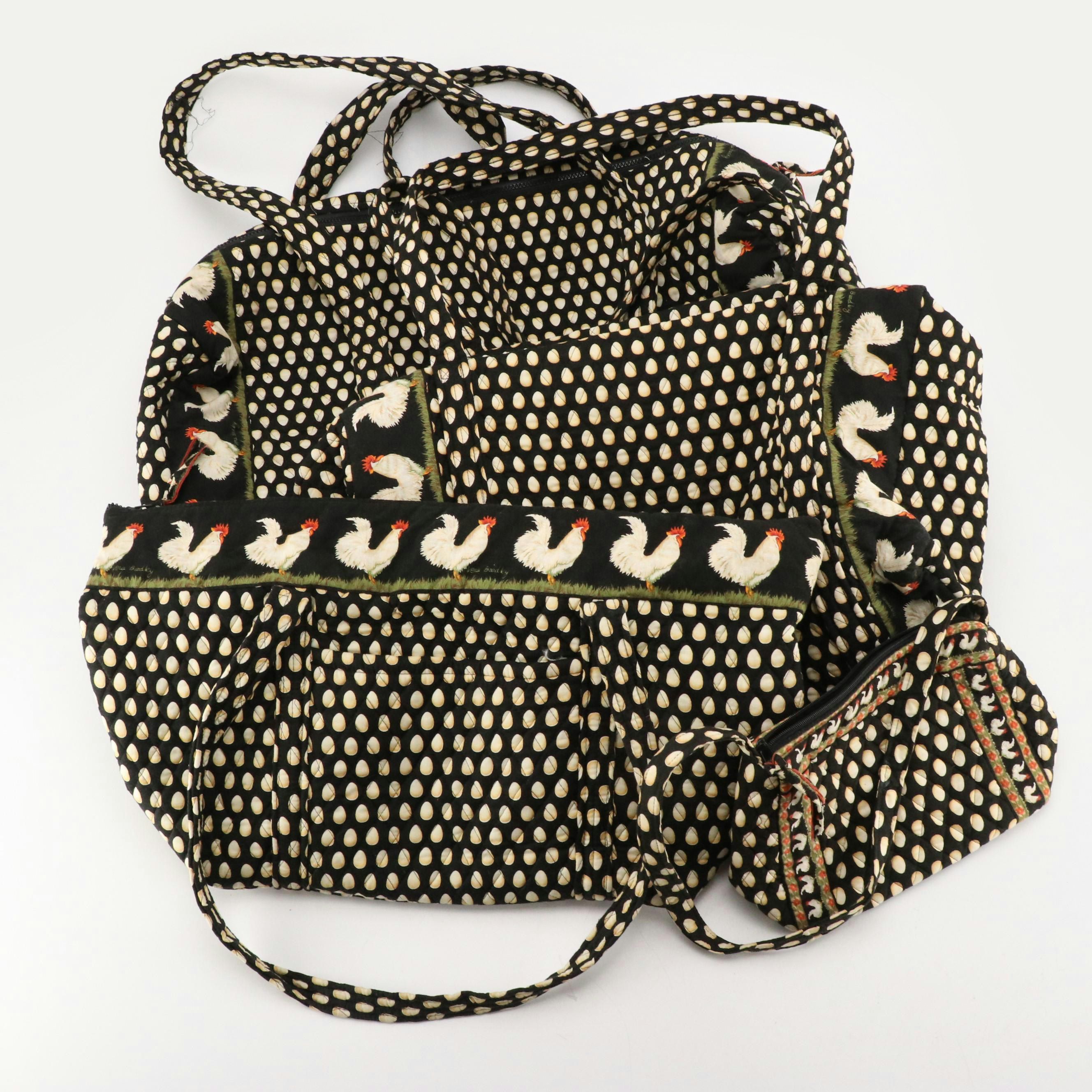 Vera Bradley Chanticleer Egg Printed Shoulder and Travel Bags in Cotton