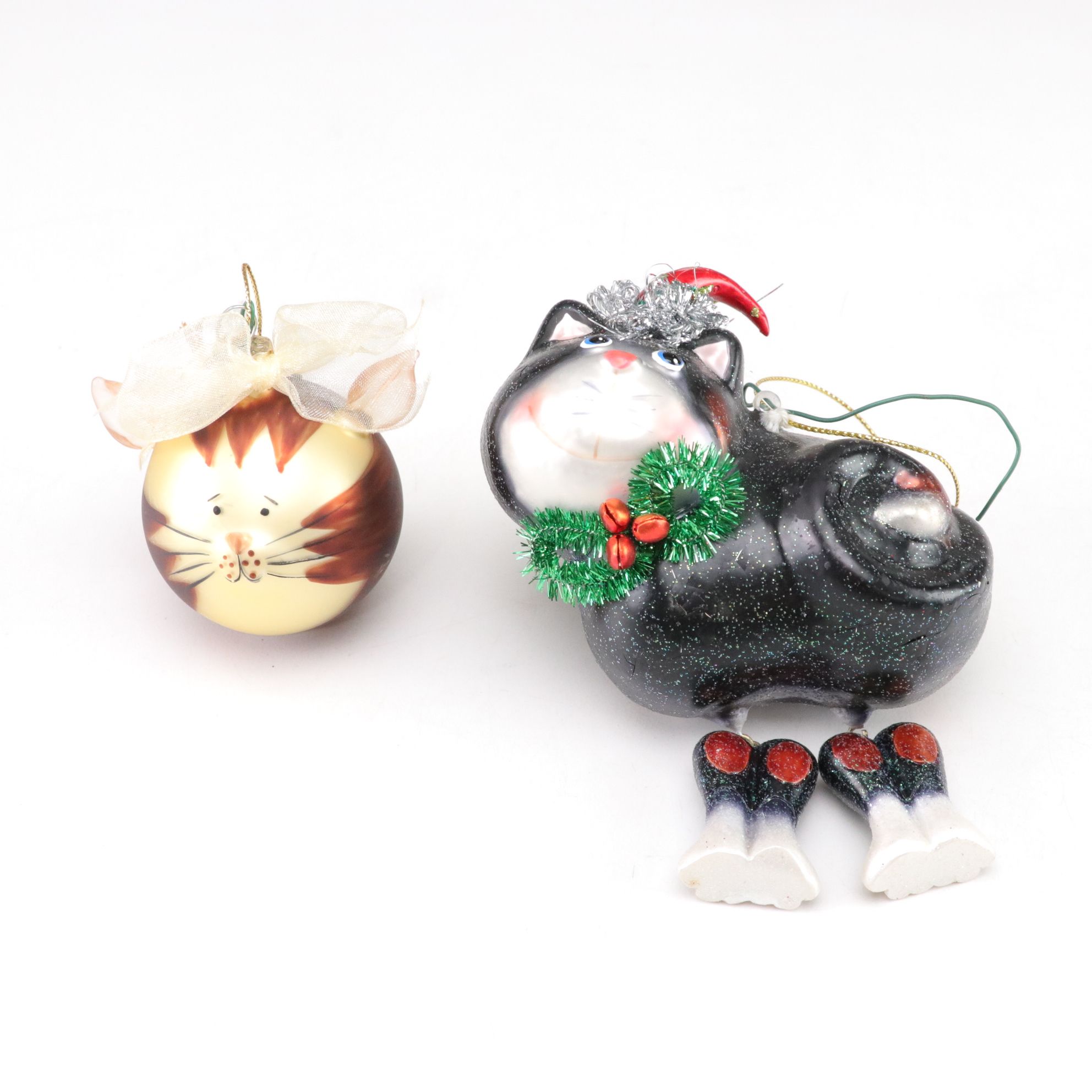 Glitter & Ribbon Fish with Other Nautical Christmas Tree Ornaments
