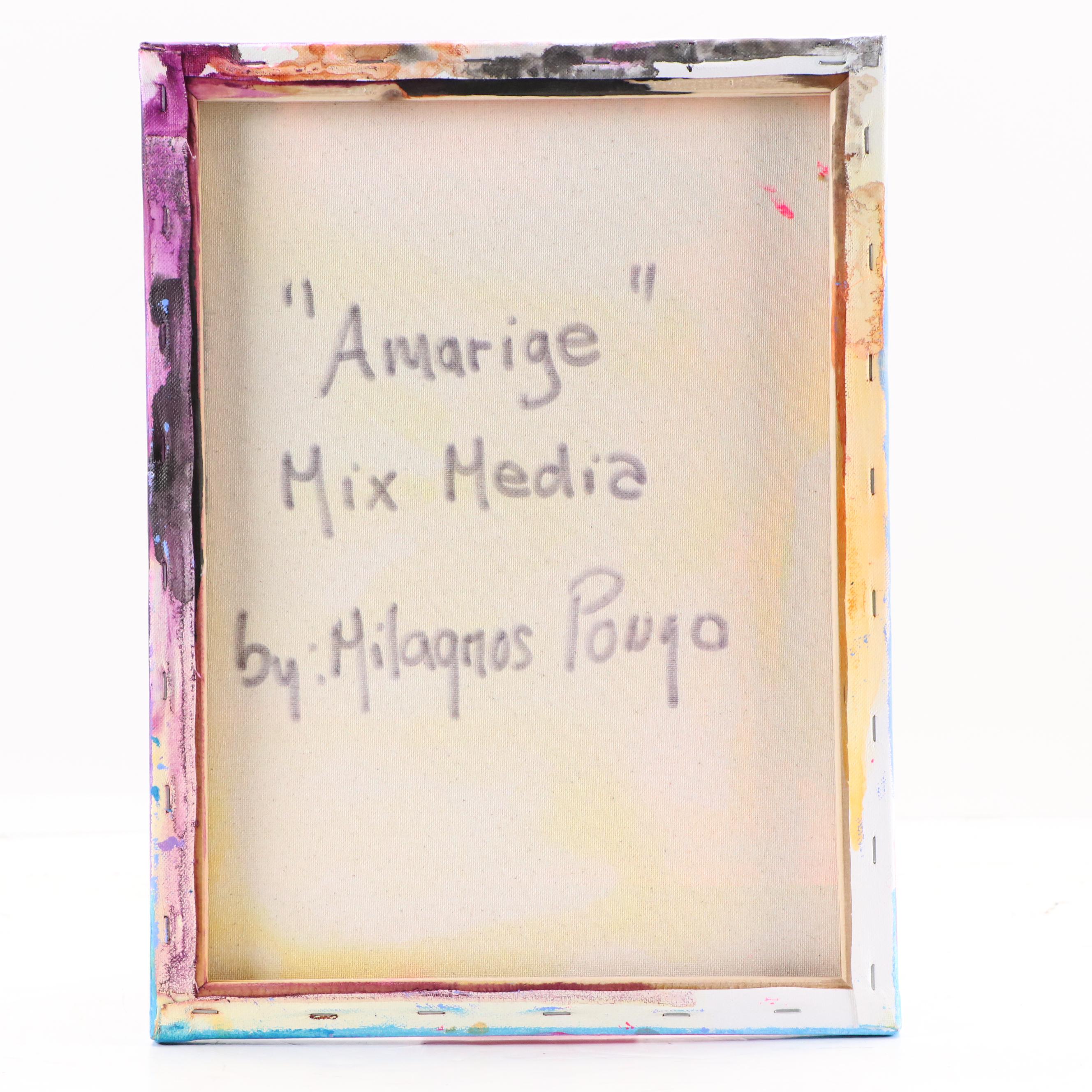 Milagros Pongo Abstract Mixed Media Painting "Amarige," 21st Century