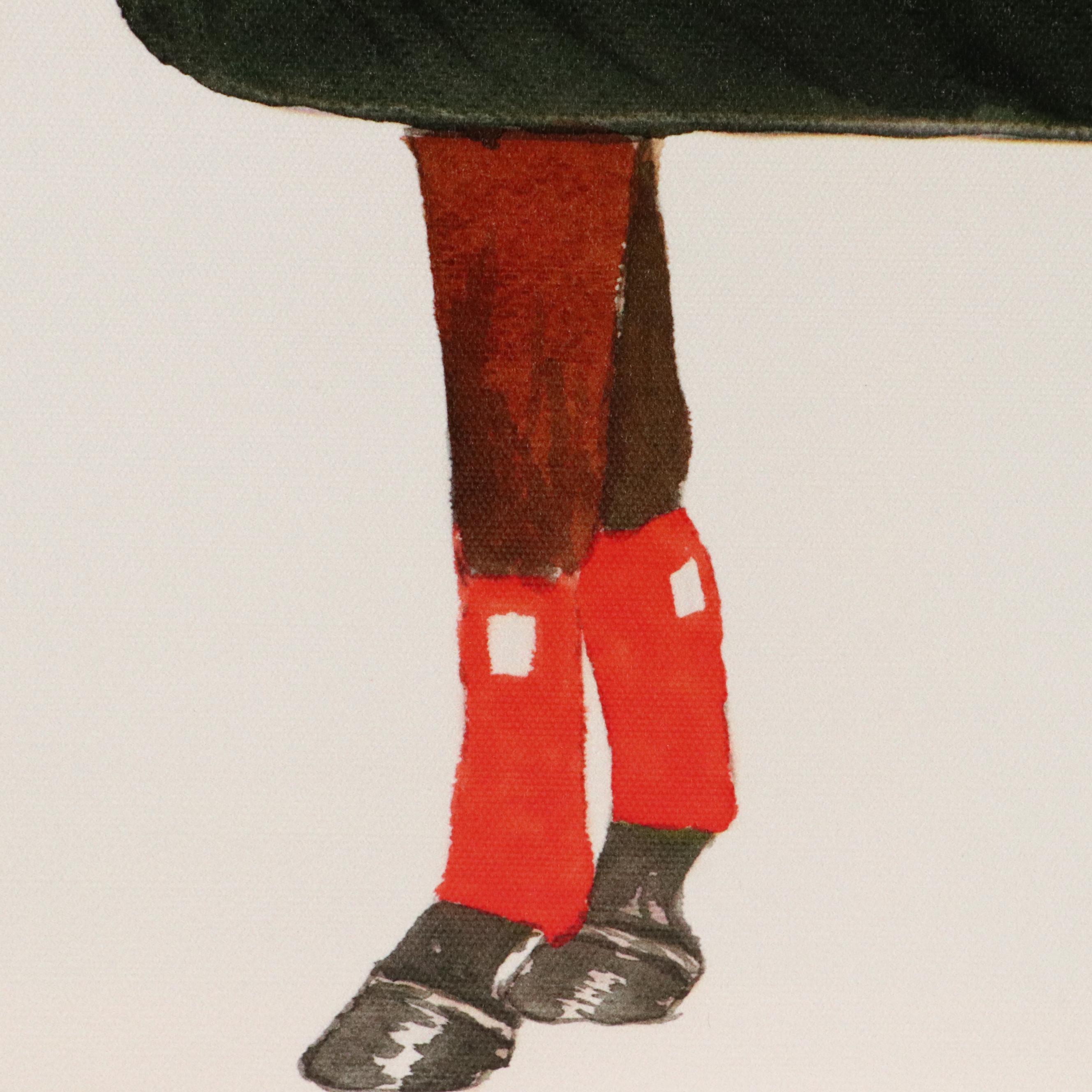 Giclée of Horse Wearing Red and Black Fleece, 21st Century