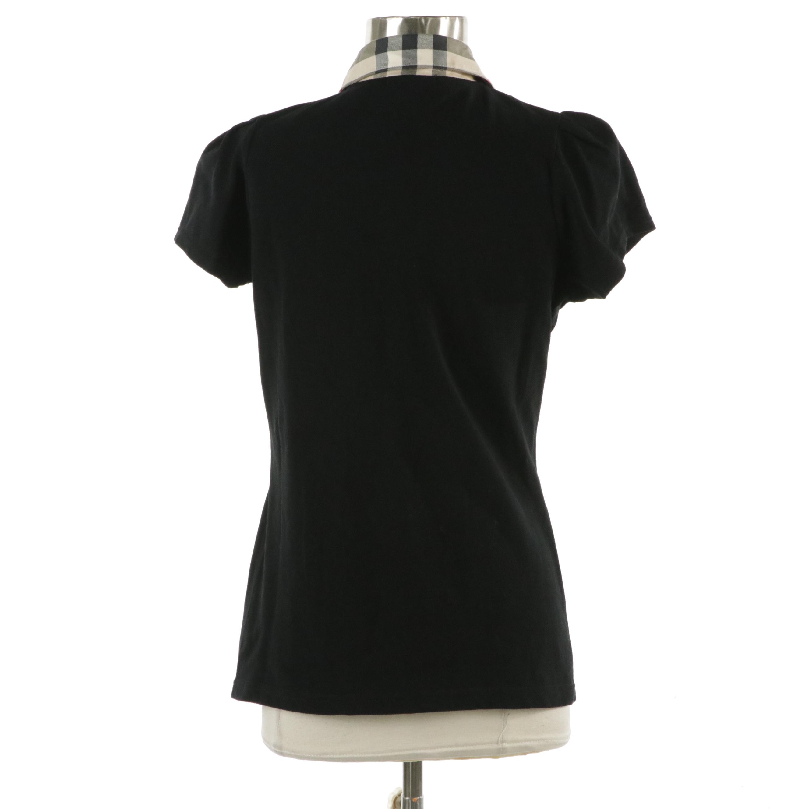 Burberry London Polo Shirt in Cotton Pique with Check Trim