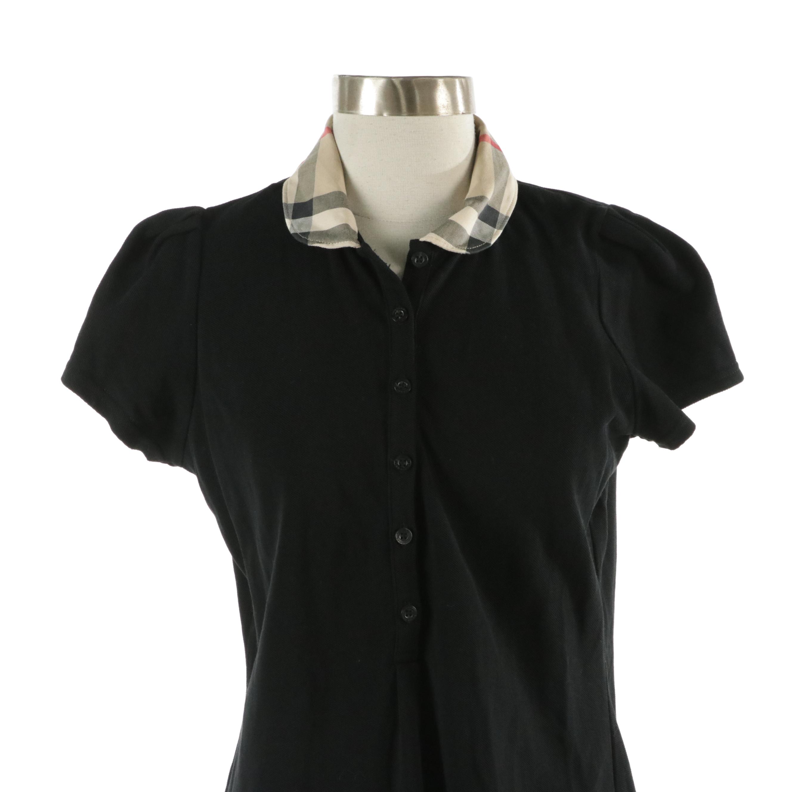 Burberry London Polo Shirt in Cotton Pique with Check Trim