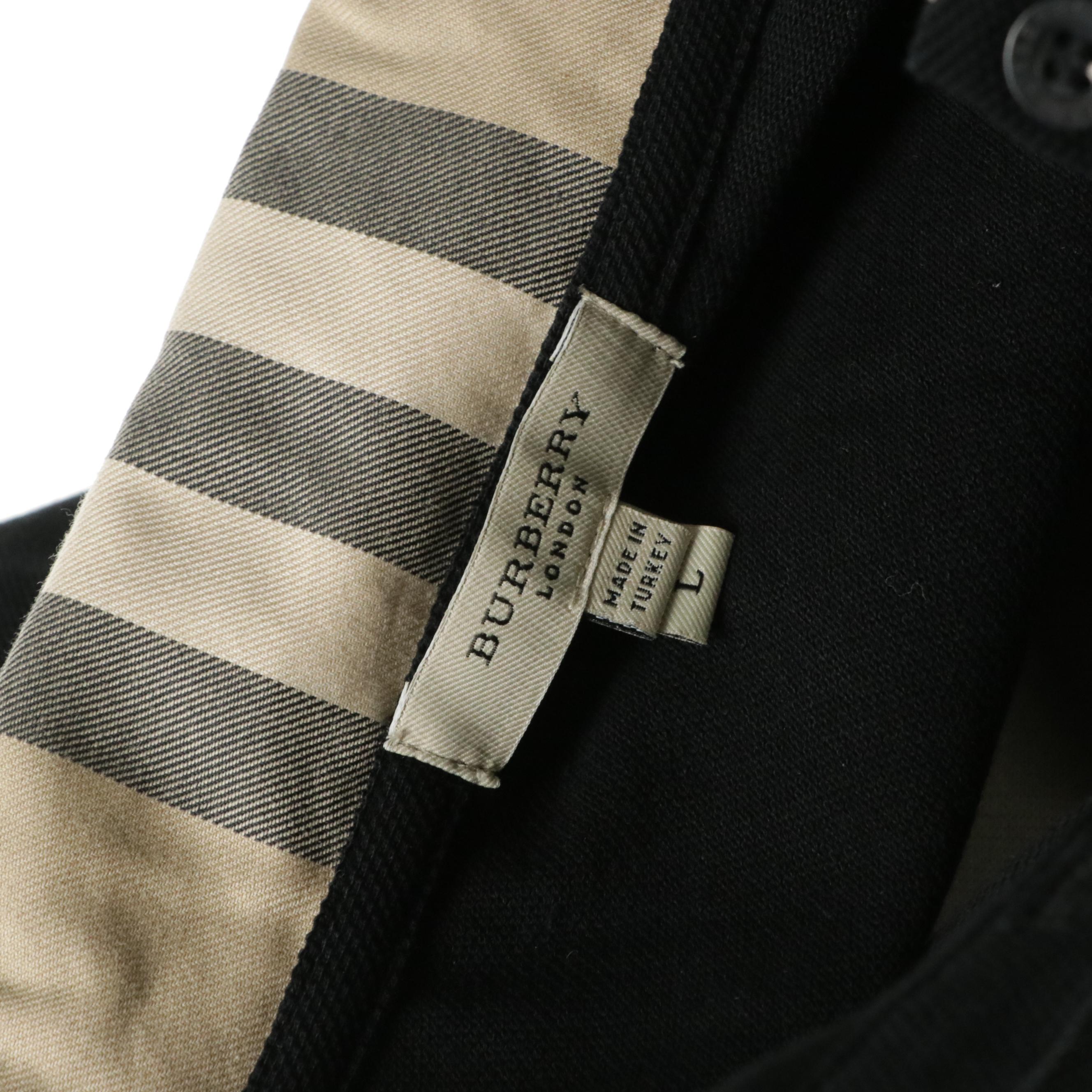 Burberry London Polo Shirt in Cotton Pique with Check Trim