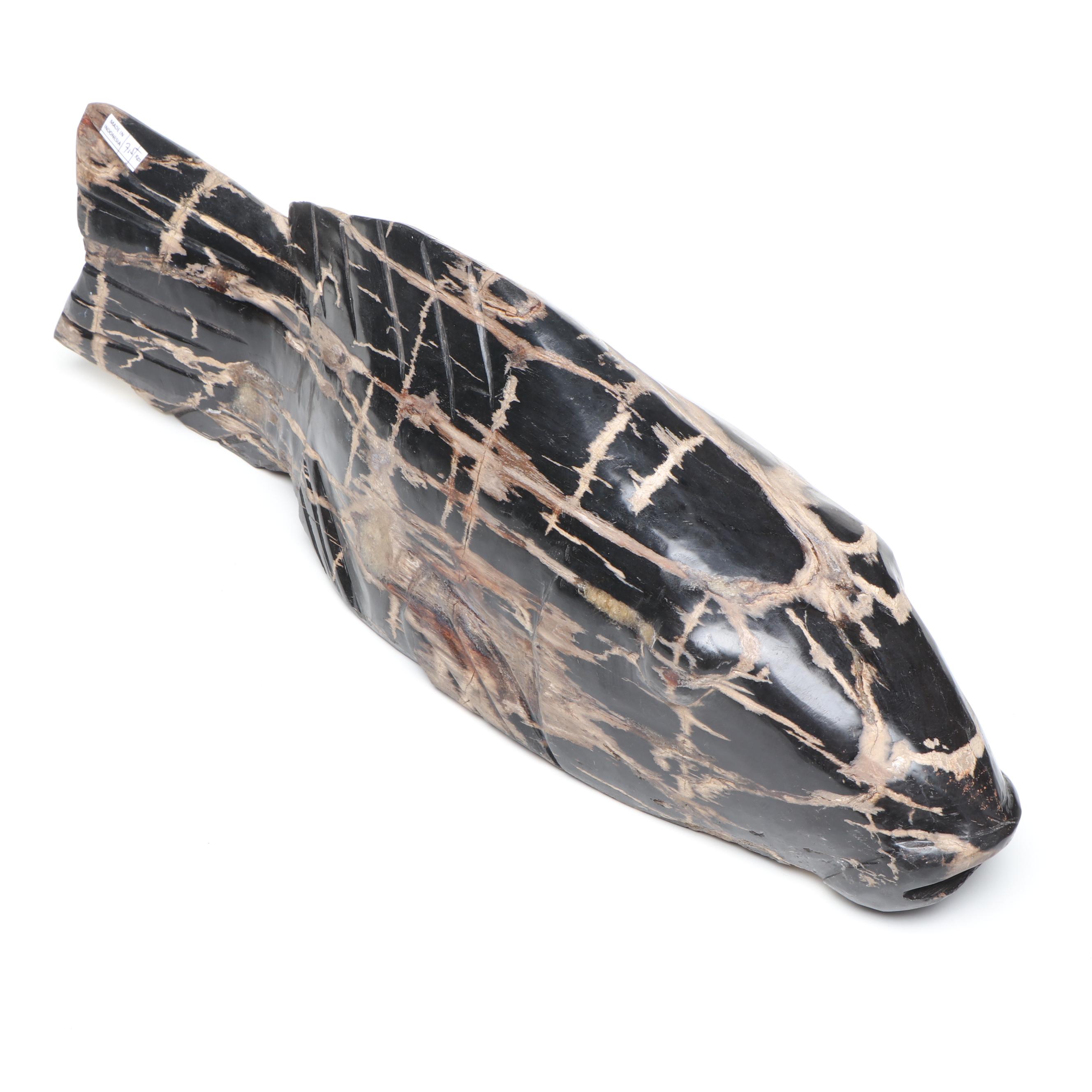 Carved Petrified Wood Fish Sculpture