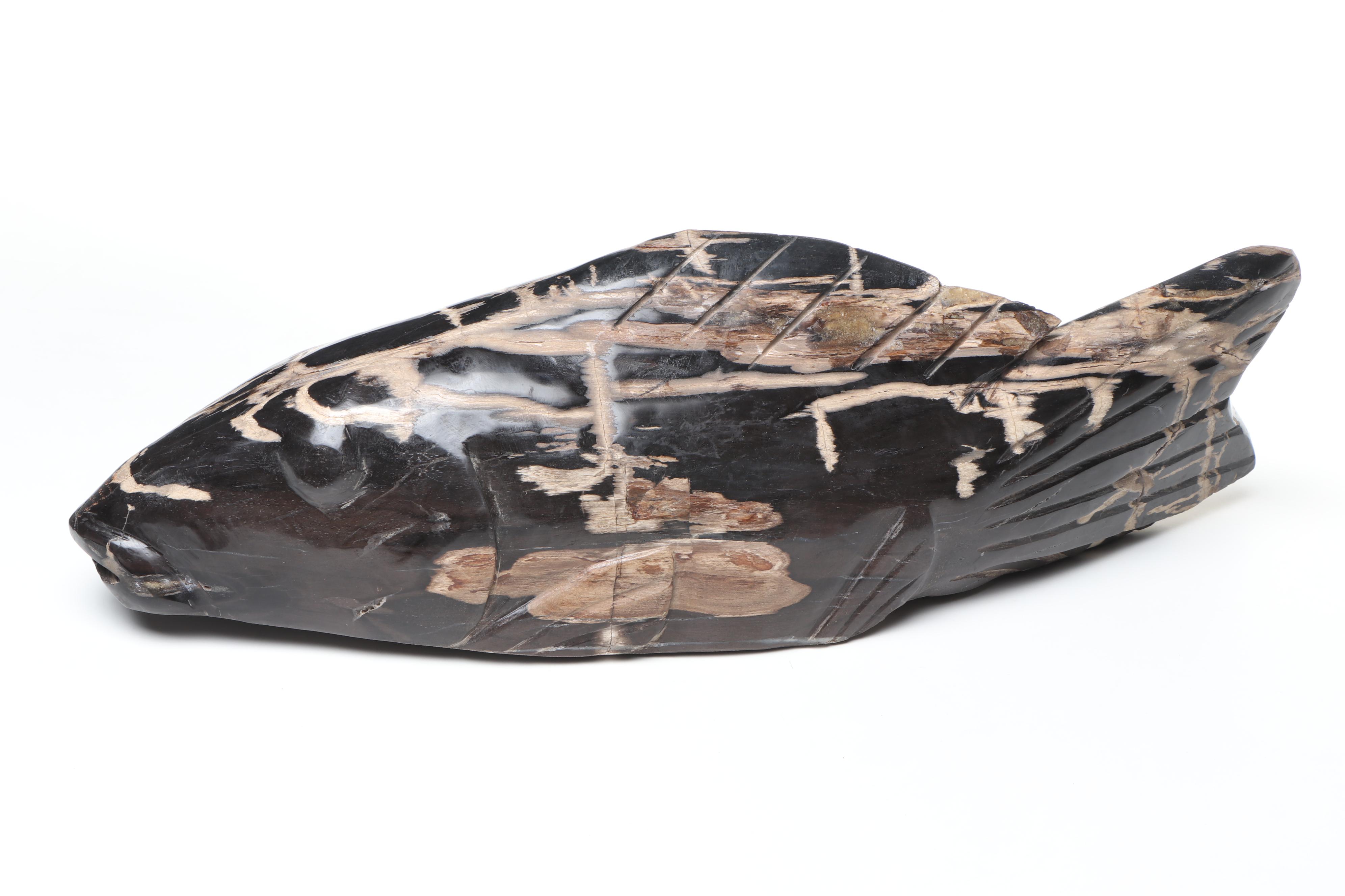 Carved Petrified Wood Fish Sculpture