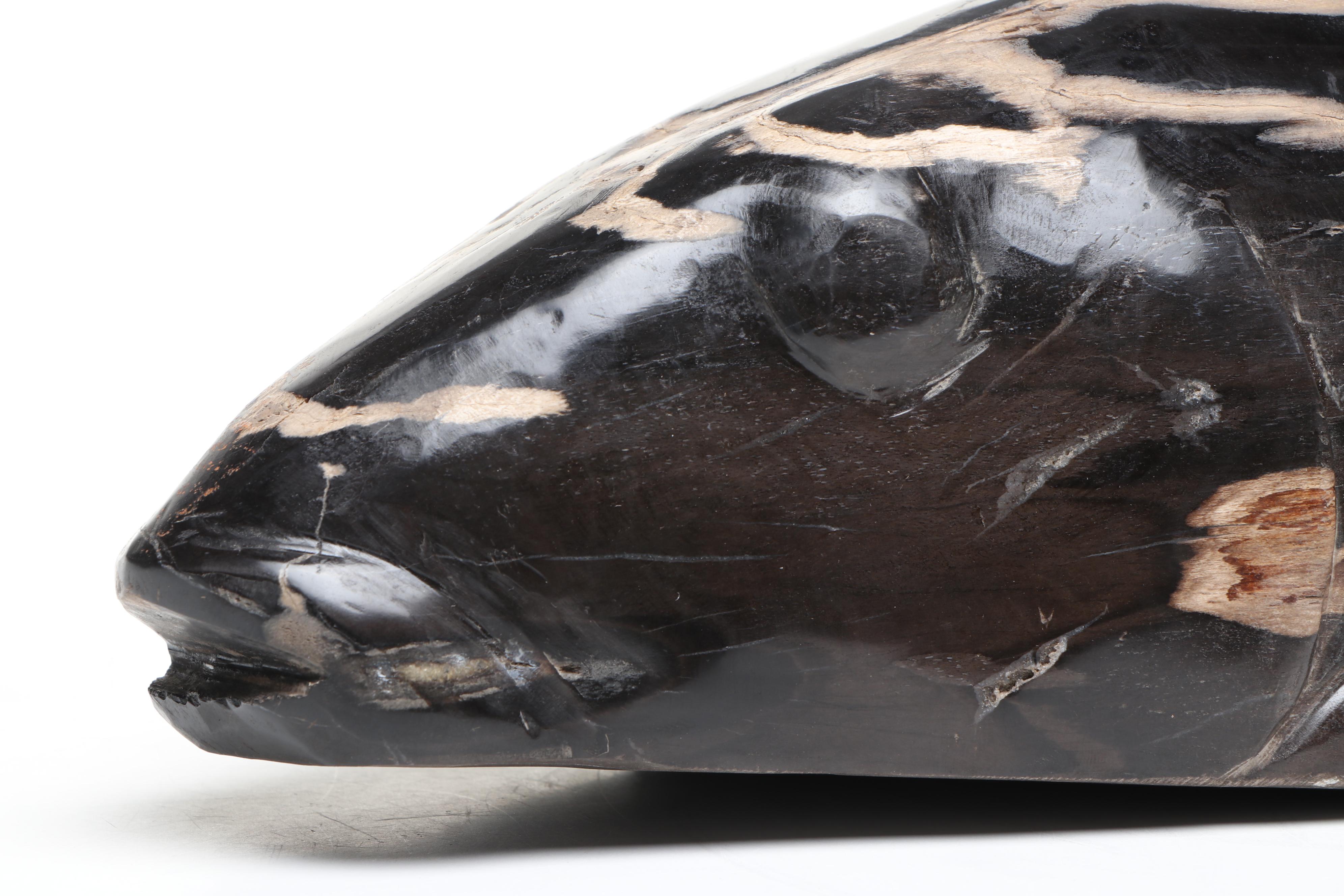 Carved Petrified Wood Fish Sculpture