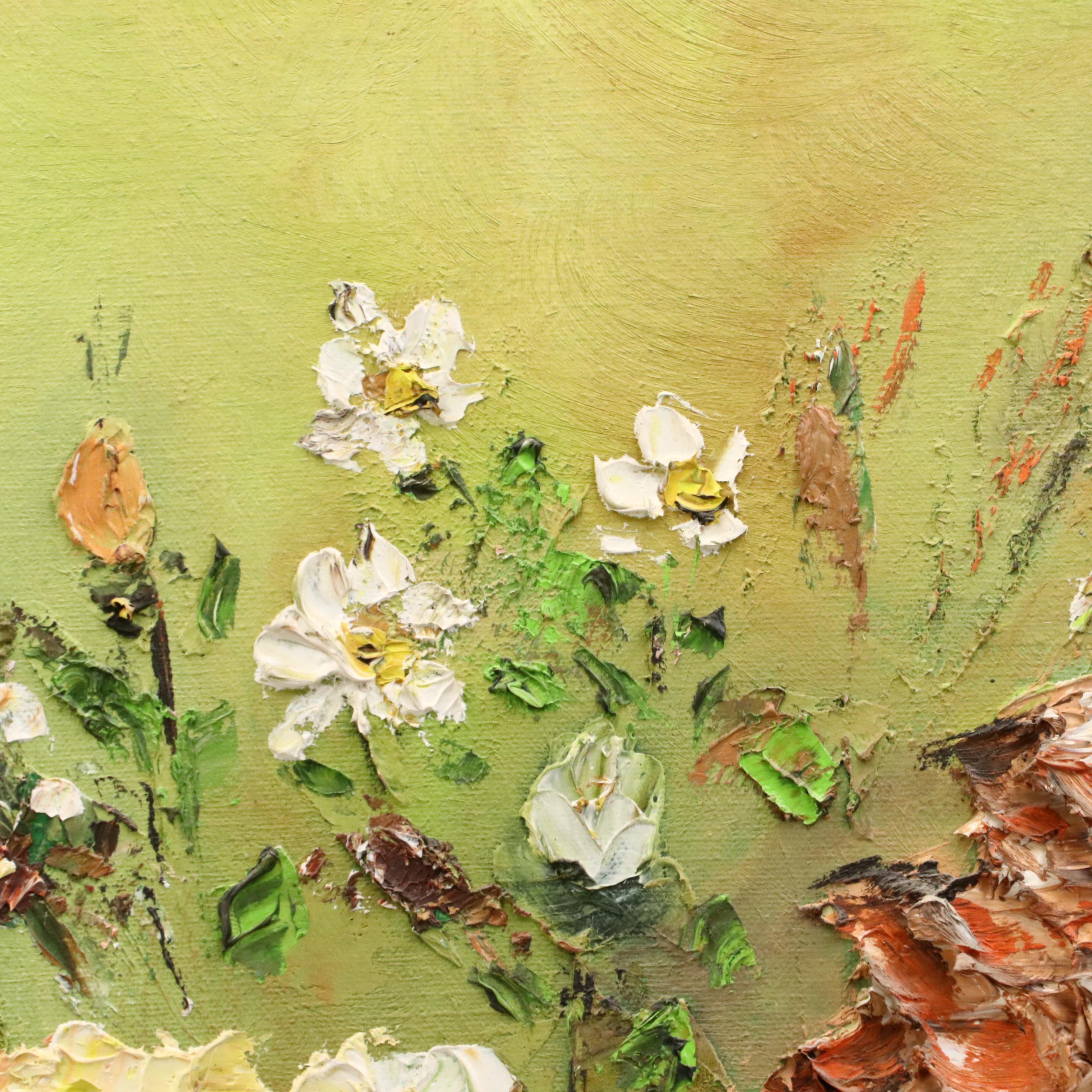 Glenn E. Douthitt Floral Impasto Oil Painting of Roses