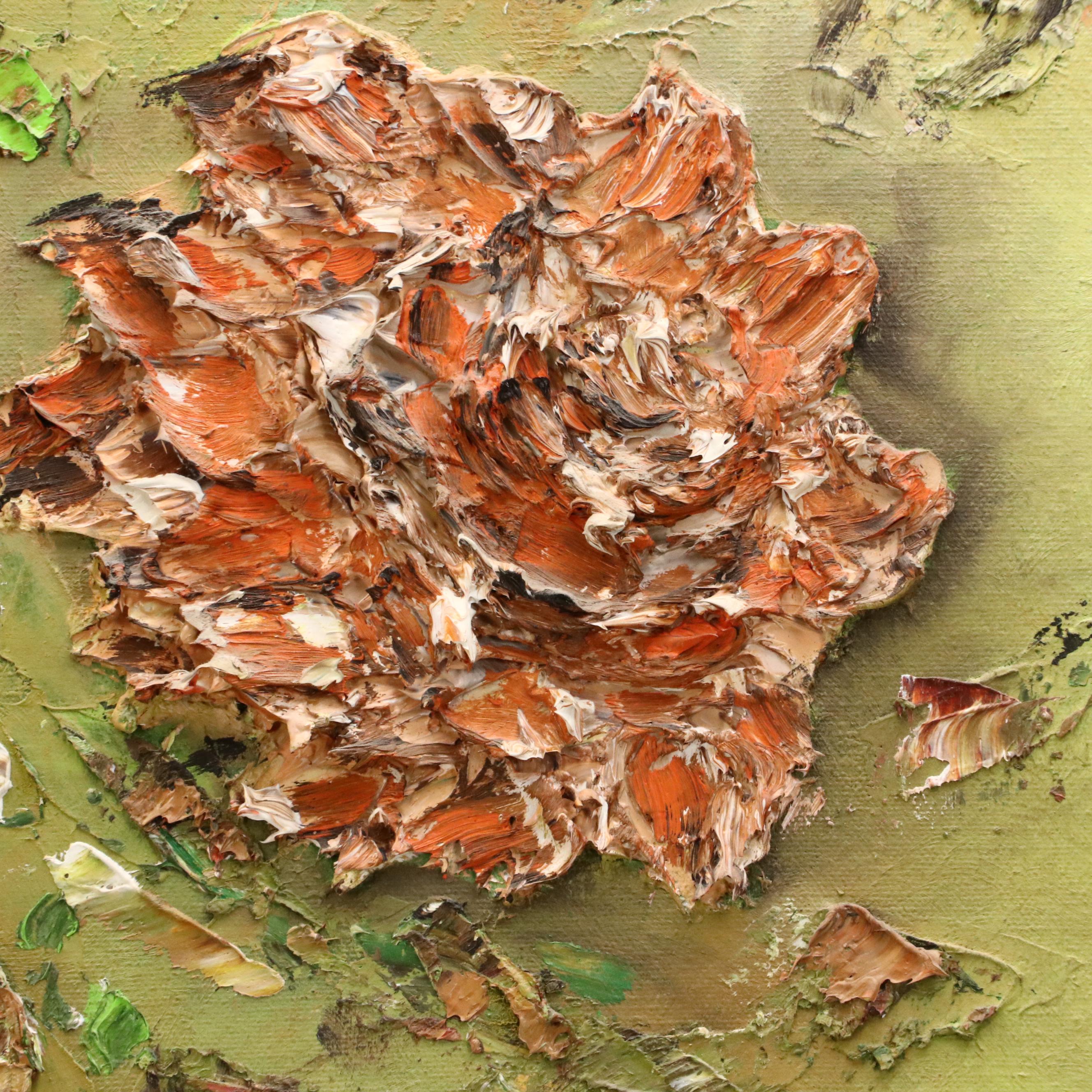 Glenn E. Douthitt Floral Impasto Oil Painting of Roses