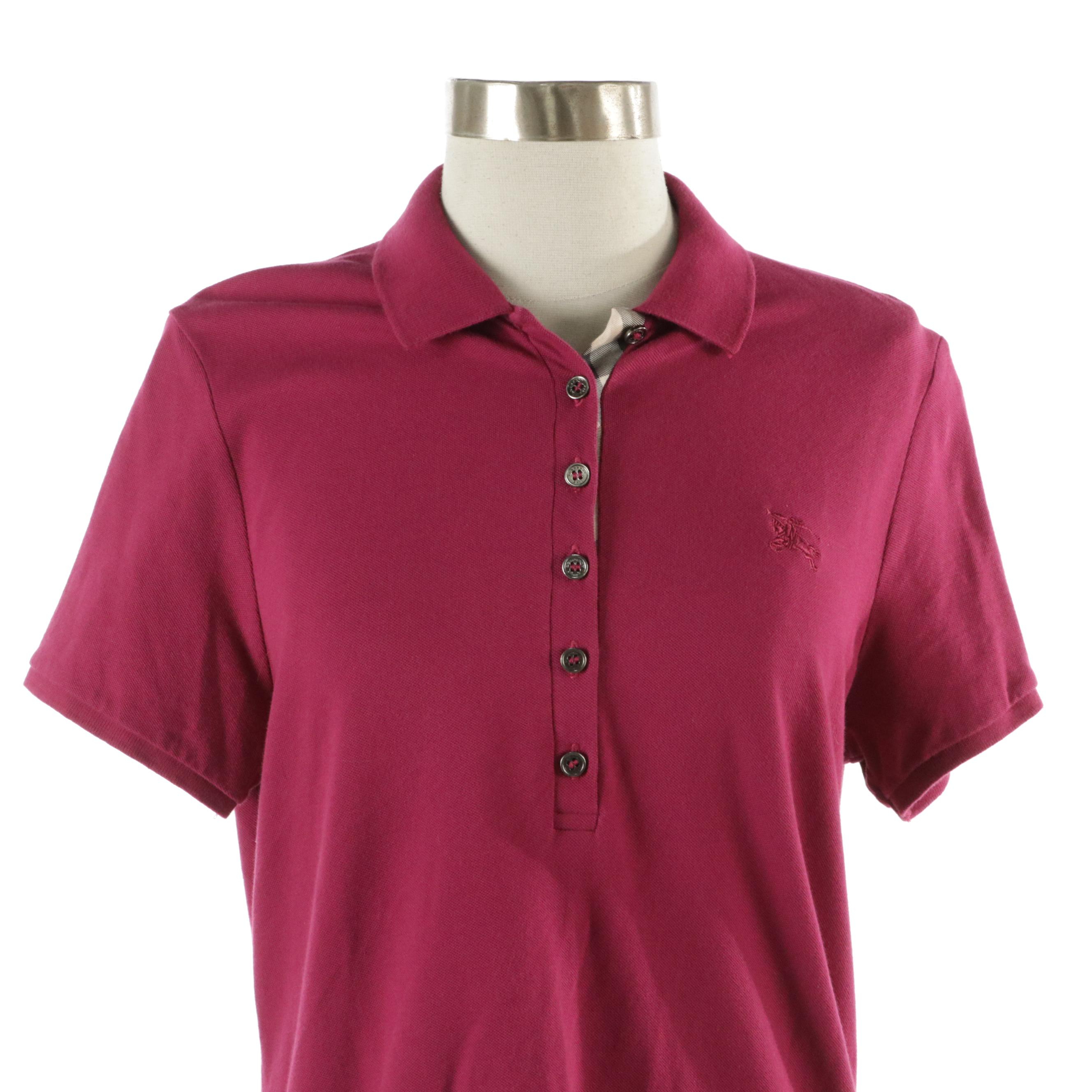 Burberry Brit Polo Shirt in Stretch Cotton Pique with Check Trim
