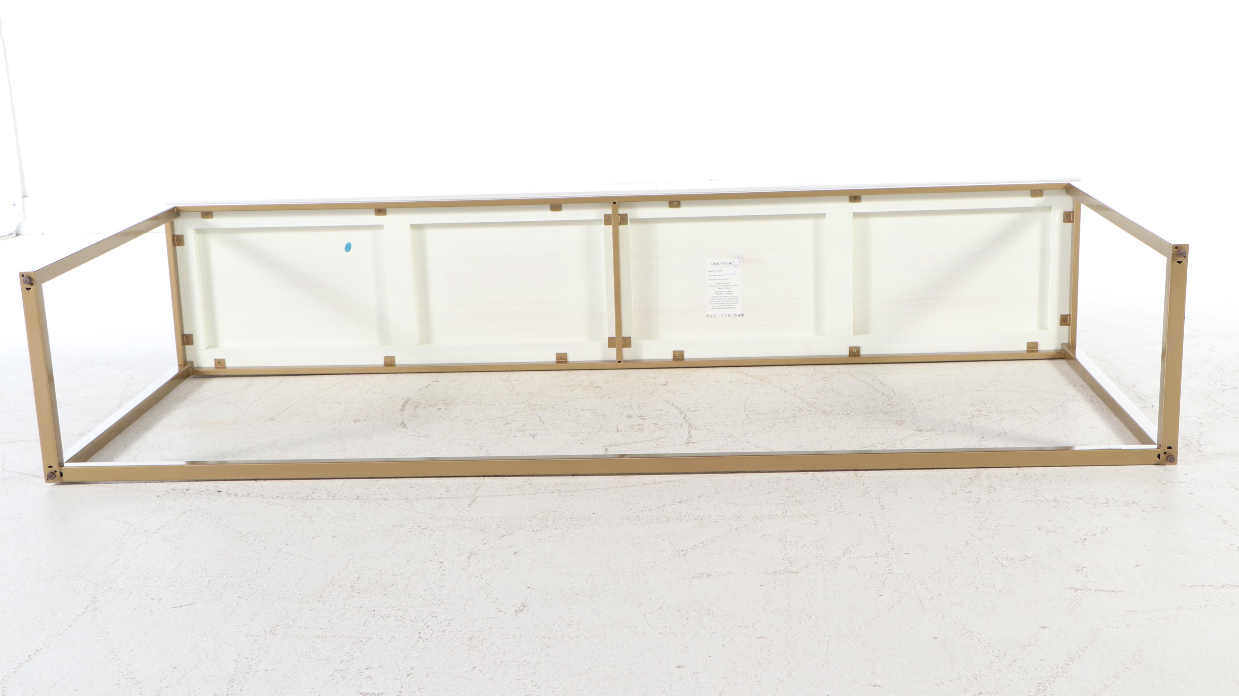 Universal Furniture Contemporary Marble Top Gold Tone Metal Bar with Stools