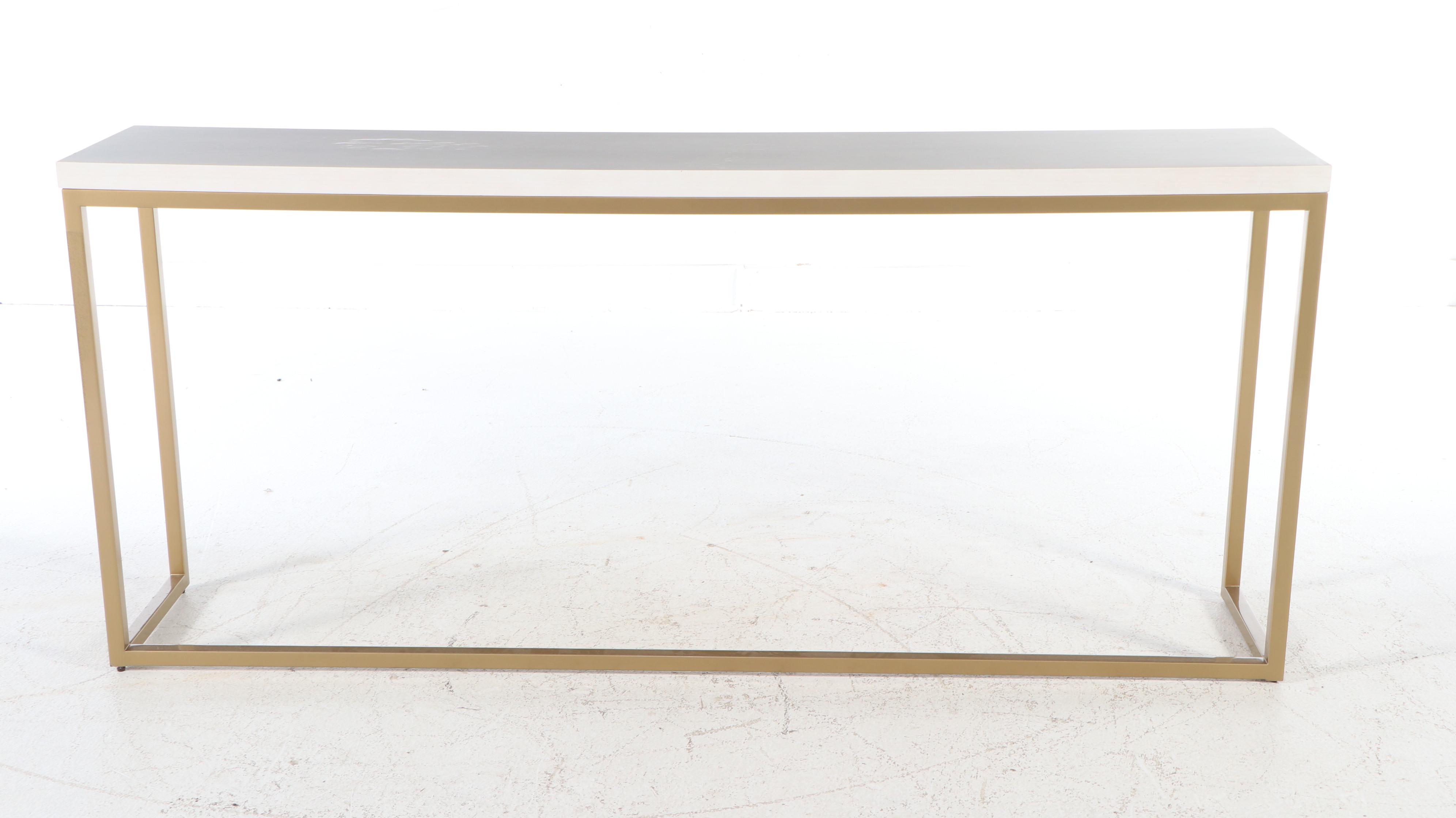 Universal Furniture Contemporary Marble Top Gold Tone Metal Bar with Stools