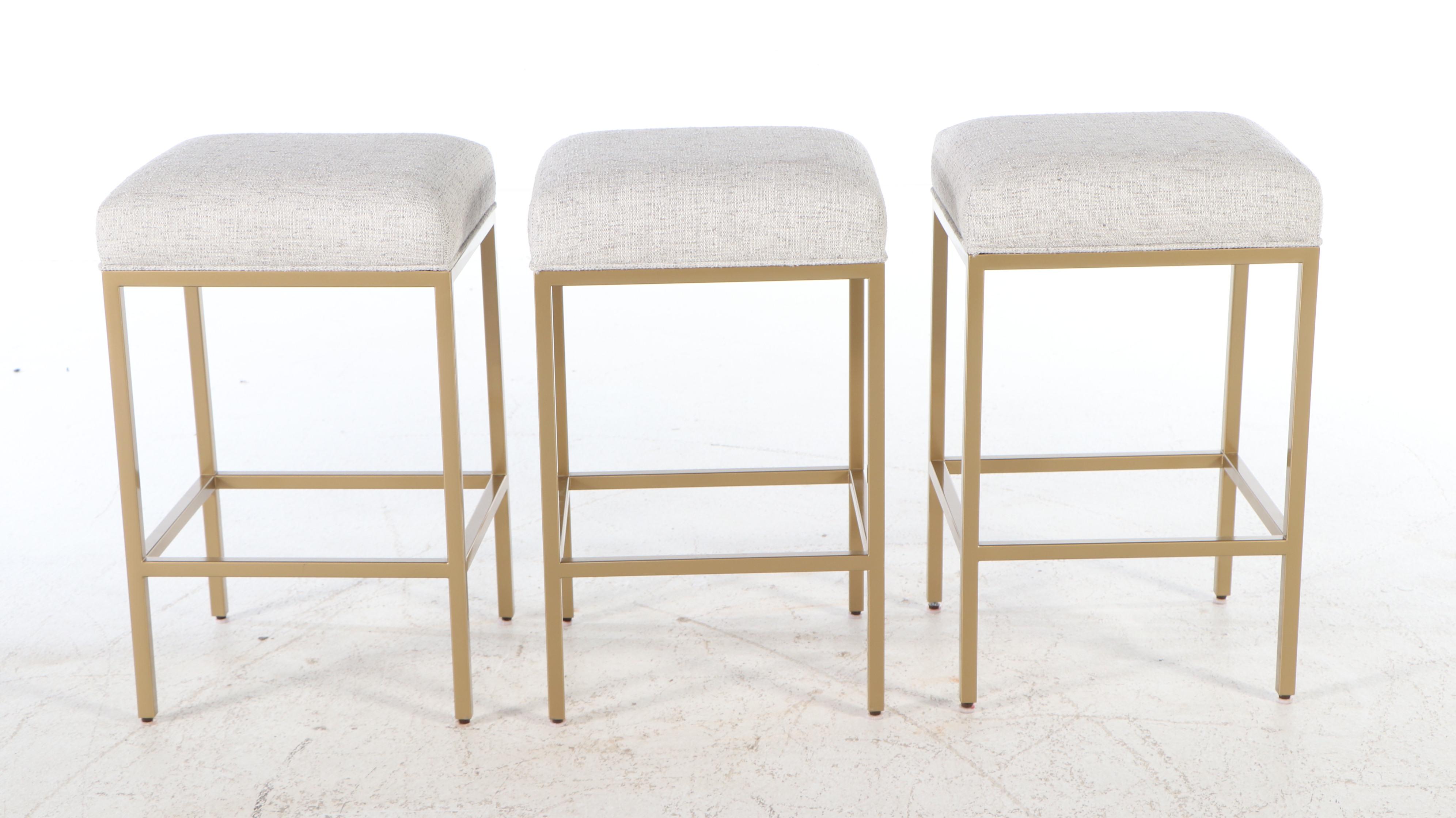Universal Furniture Contemporary Marble Top Gold Tone Metal Bar with Stools
