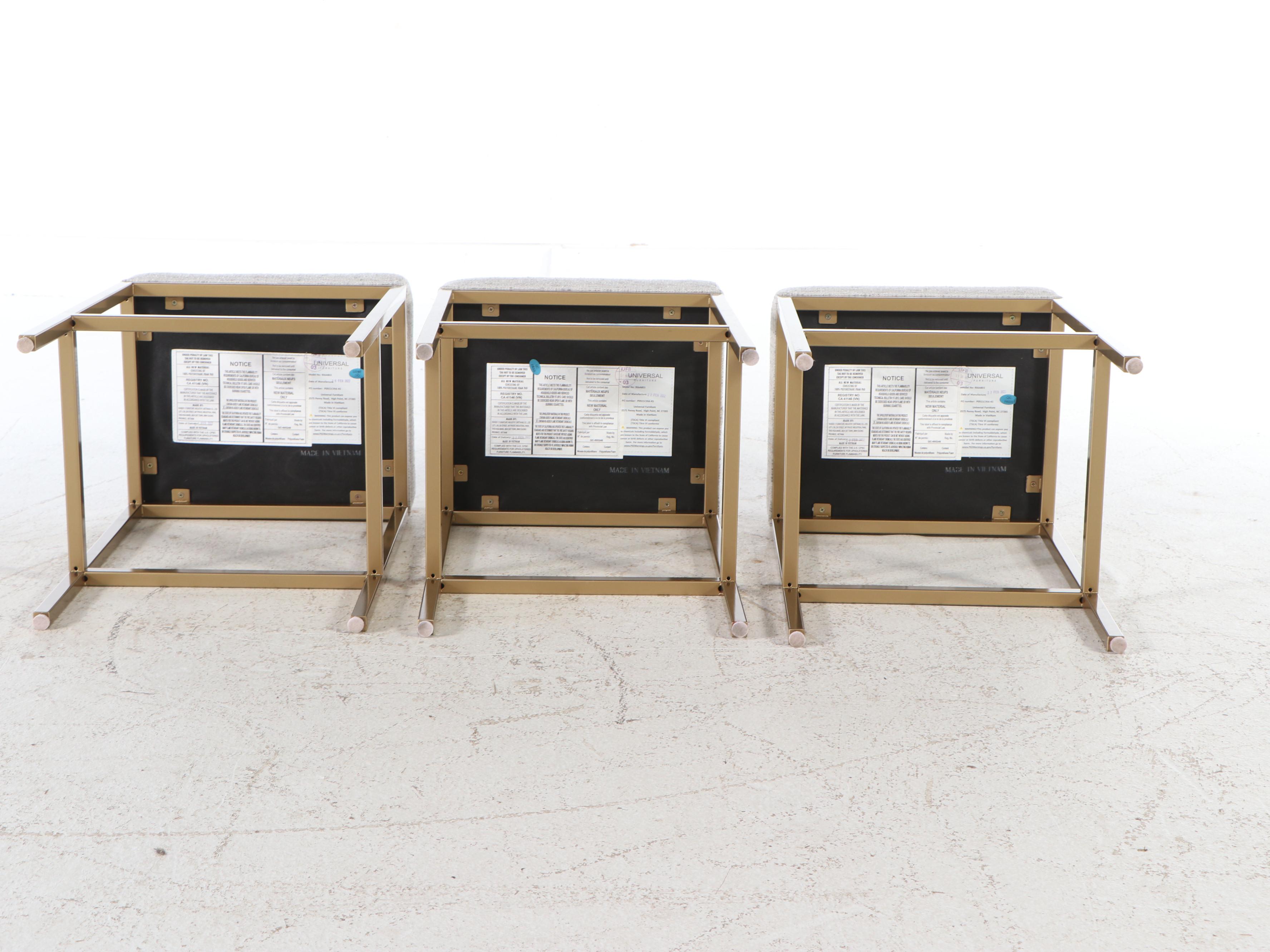 Universal Furniture Contemporary Marble Top Gold Tone Metal Bar with Stools