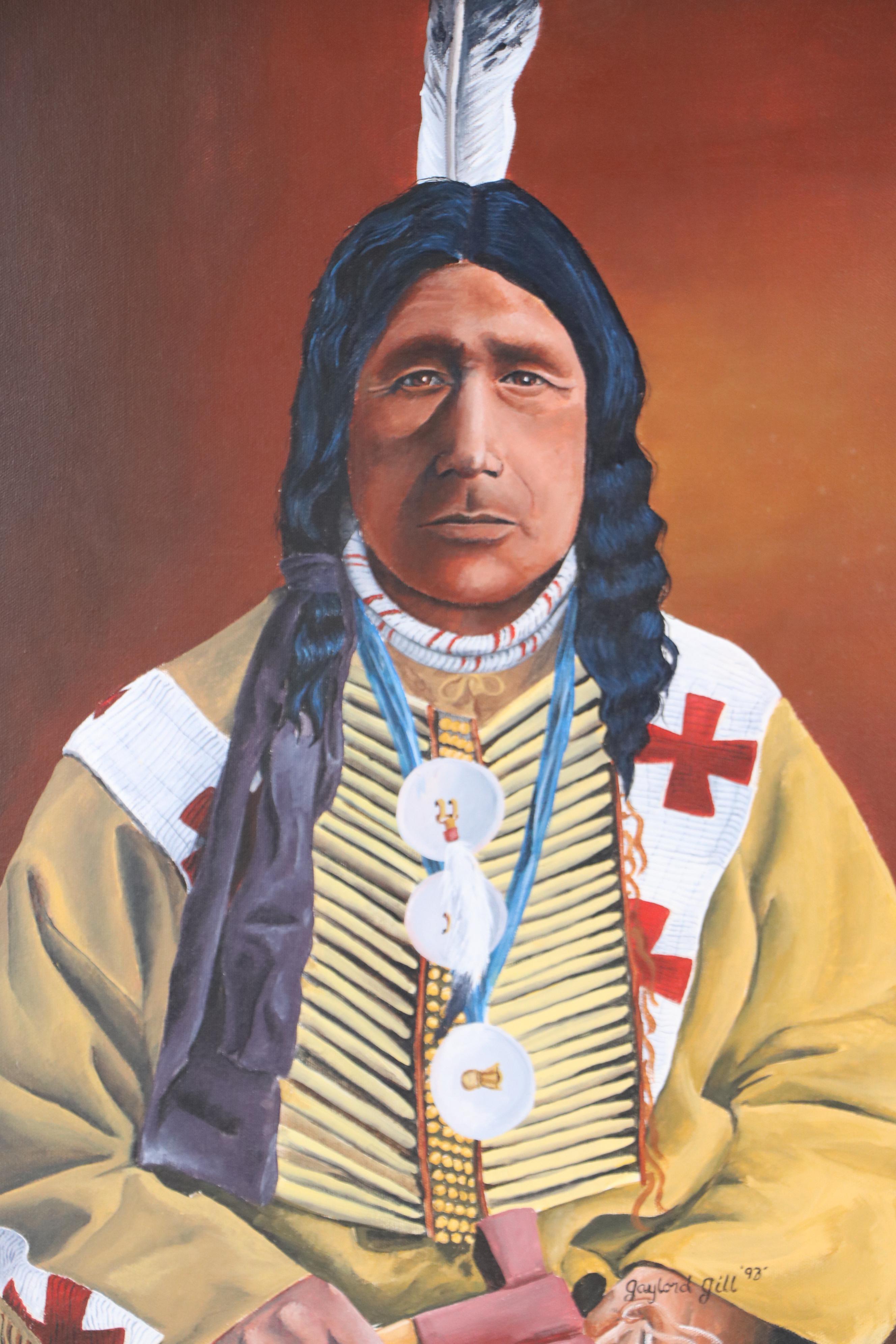 Gaylord Gill Gouache Portrait "Indian Brave," 1998
