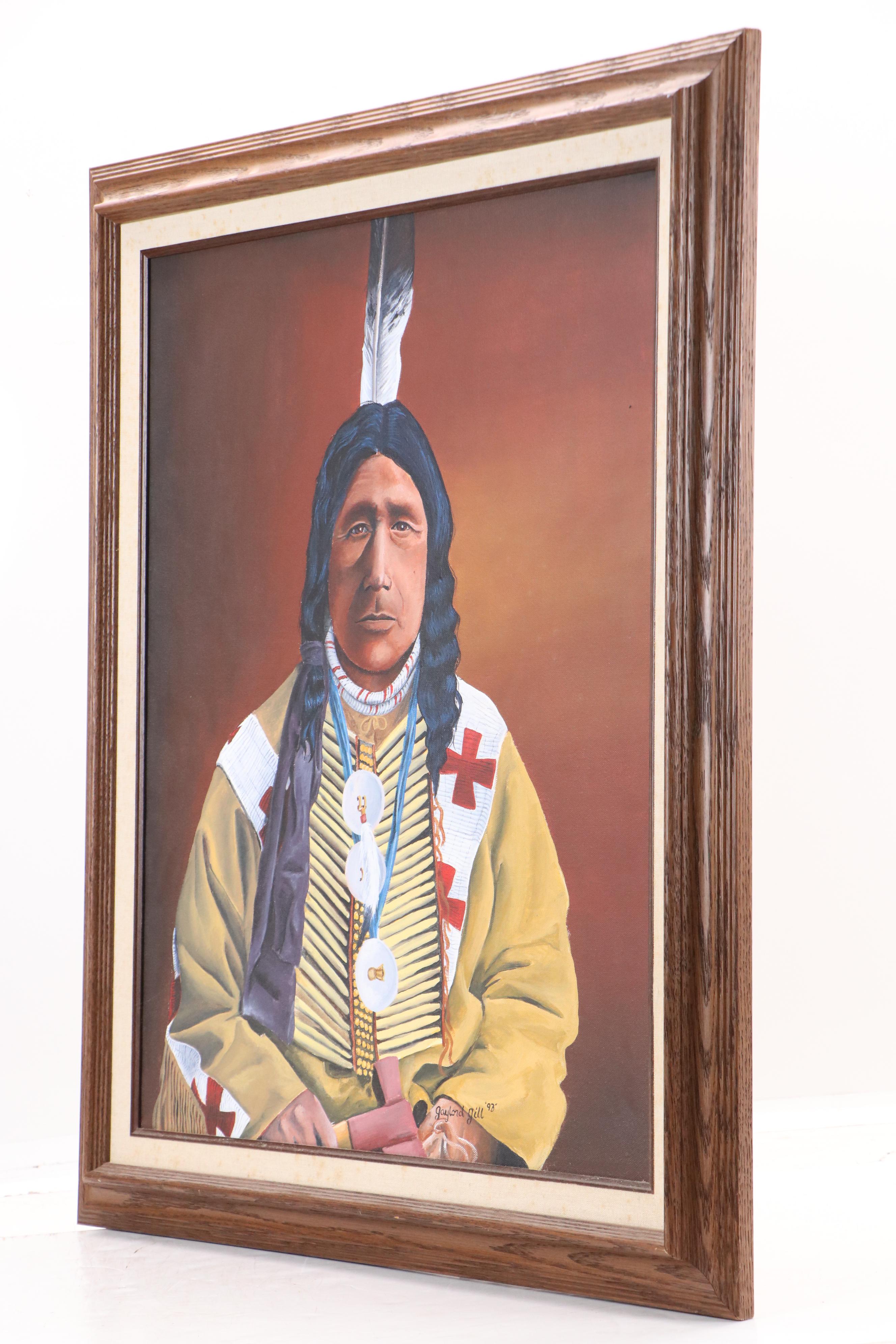Gaylord Gill Gouache Portrait "Indian Brave," 1998