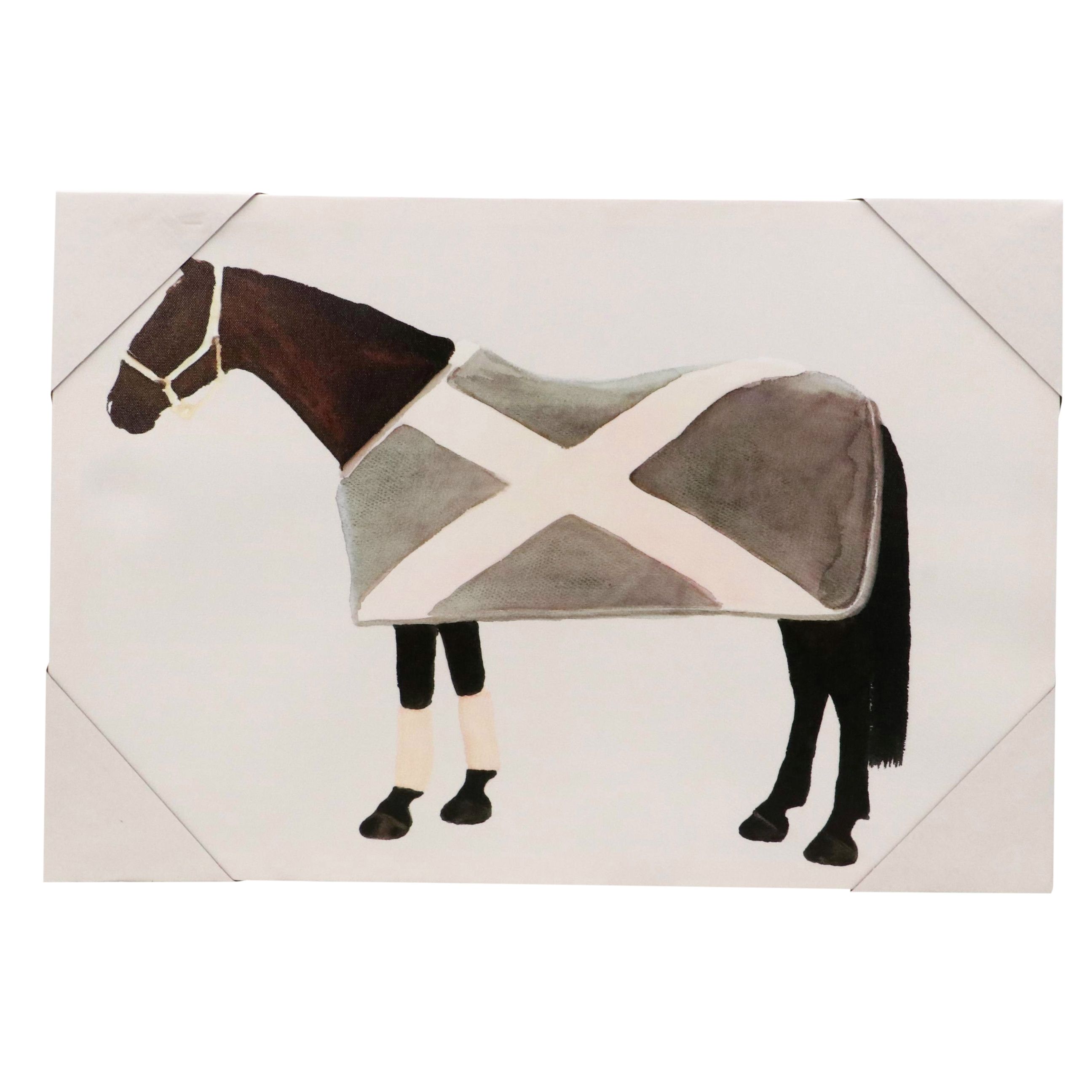 Giclée of Horse Wearing Grey and White Fleece, 21st Century