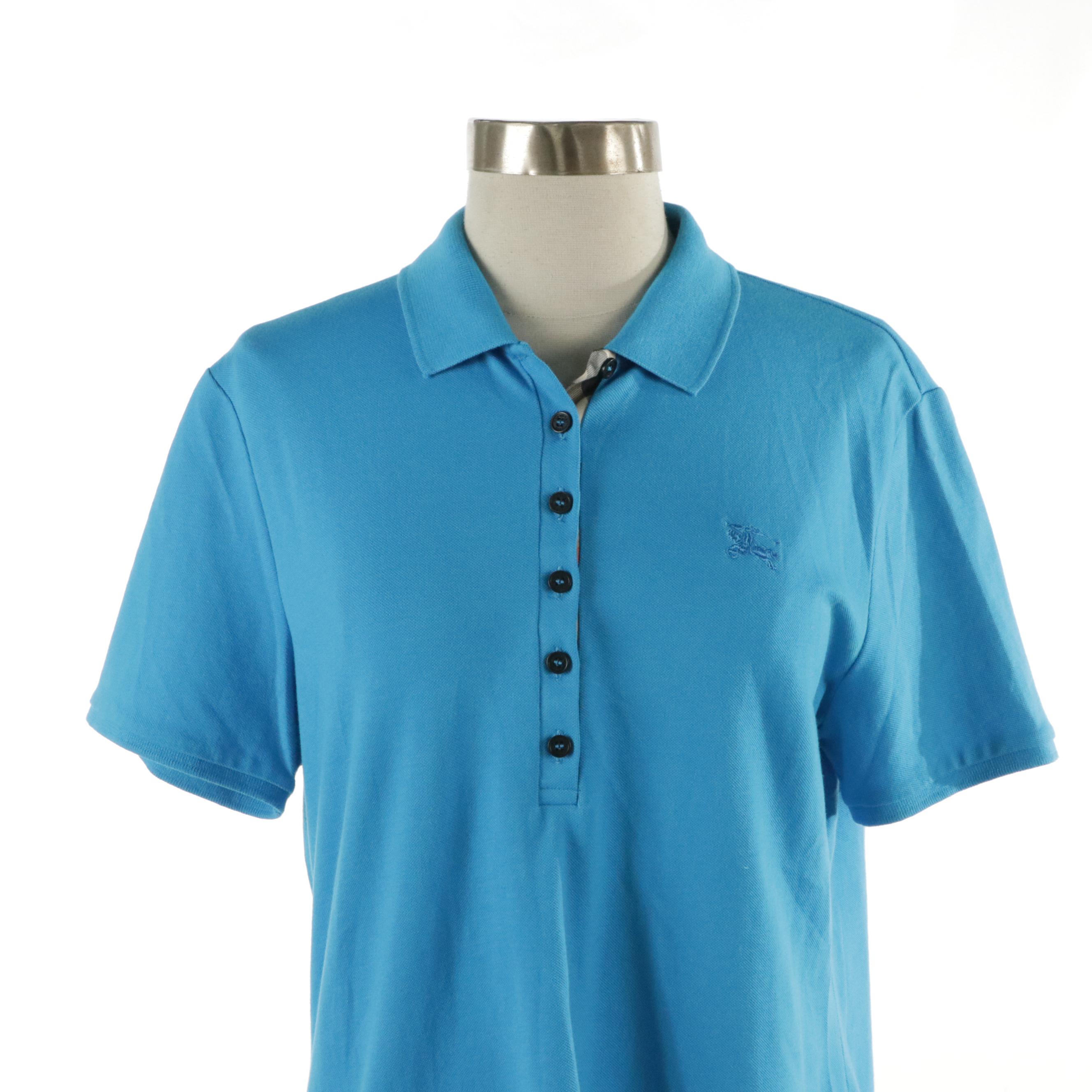 Burberry Brit Polo Shirt in Stretch Cotton Pique with Check Trim