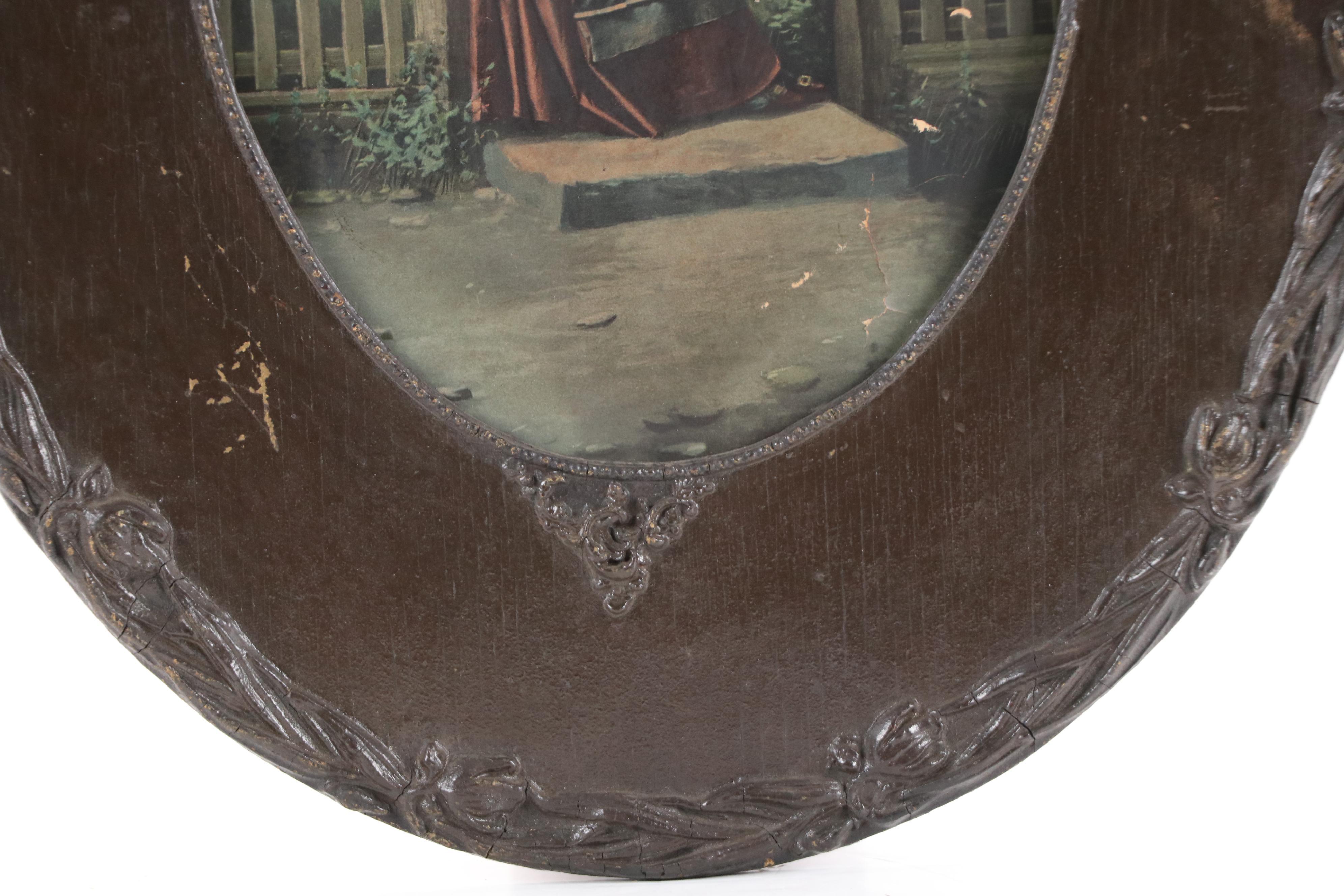 Hand-Colored Halftone Print of Young Woman Sewing, 19th–Early 20th Century