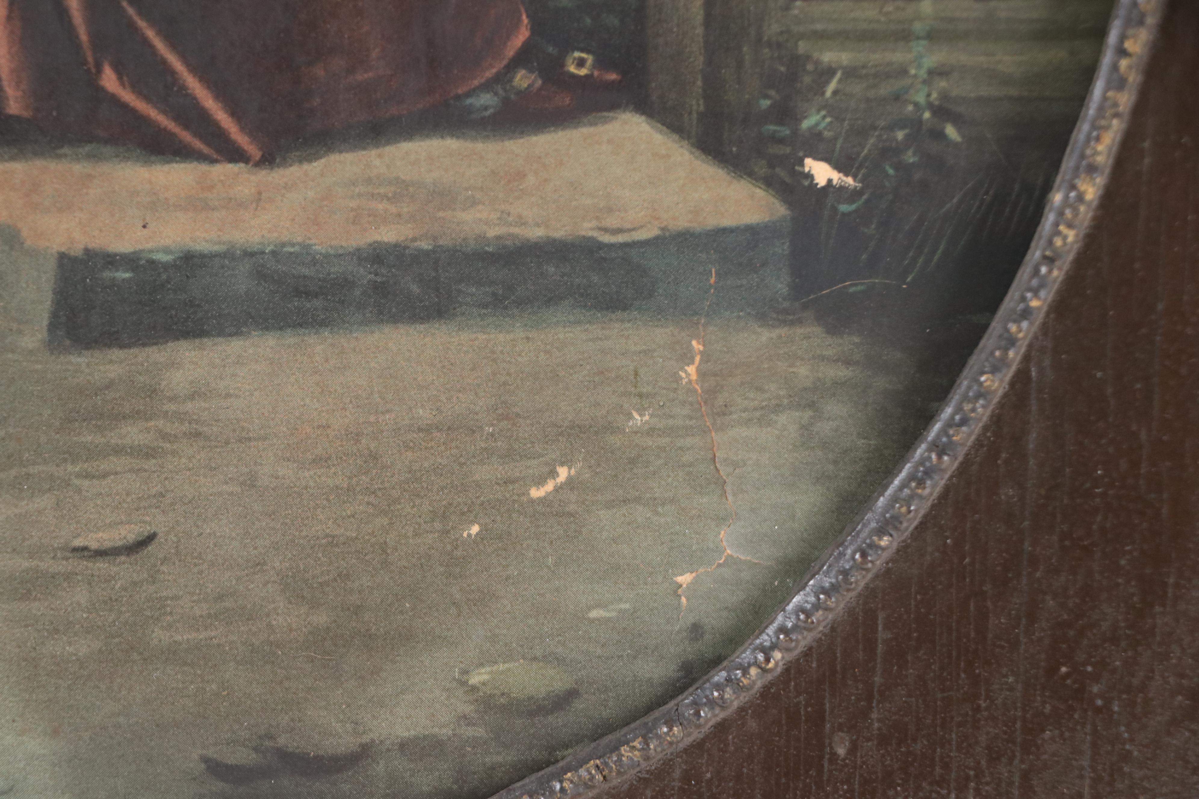 Hand-Colored Halftone Print of Young Woman Sewing, 19th–Early 20th Century