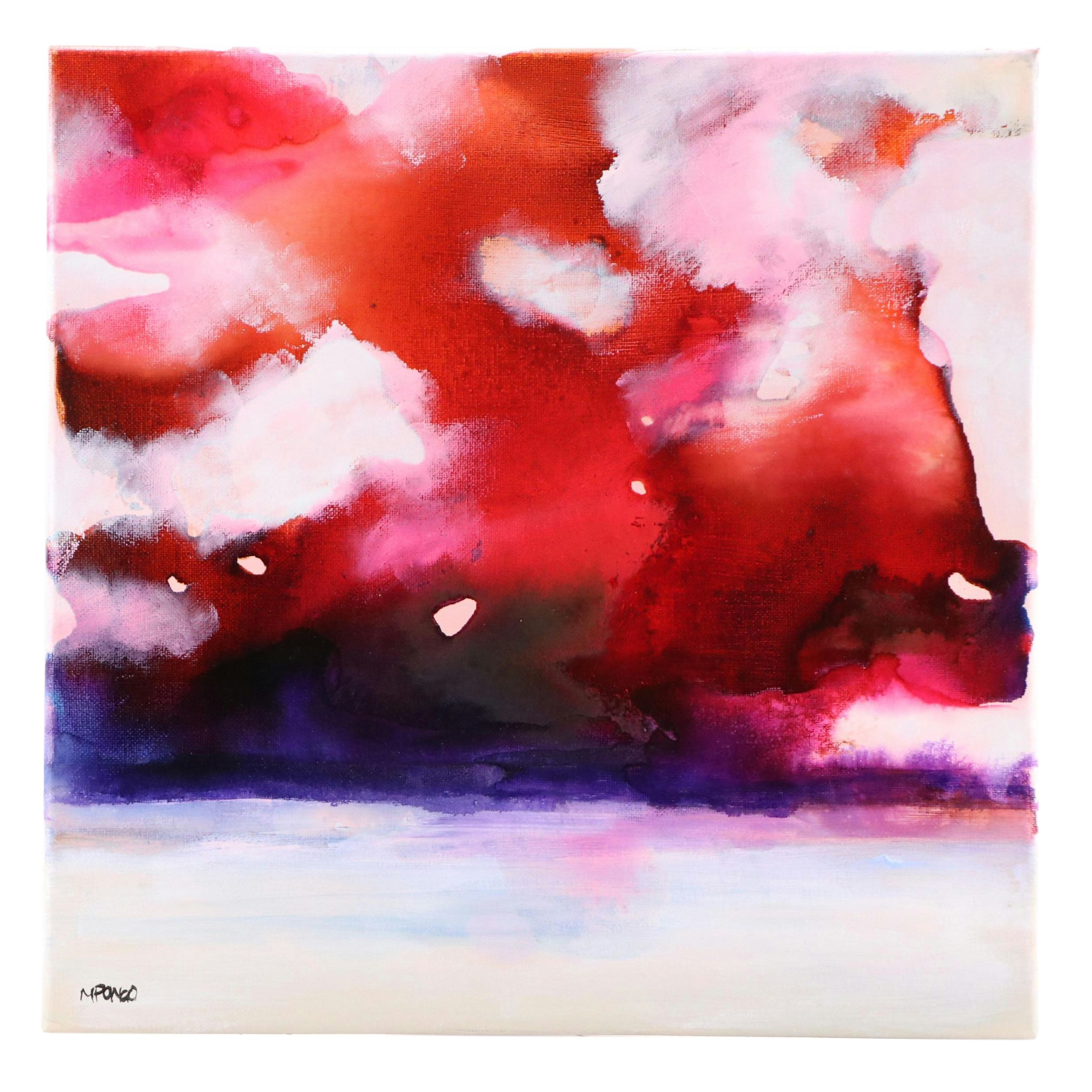Milagros Pongo Abstract Mixed Media Painting "Tempestad," 21st Century