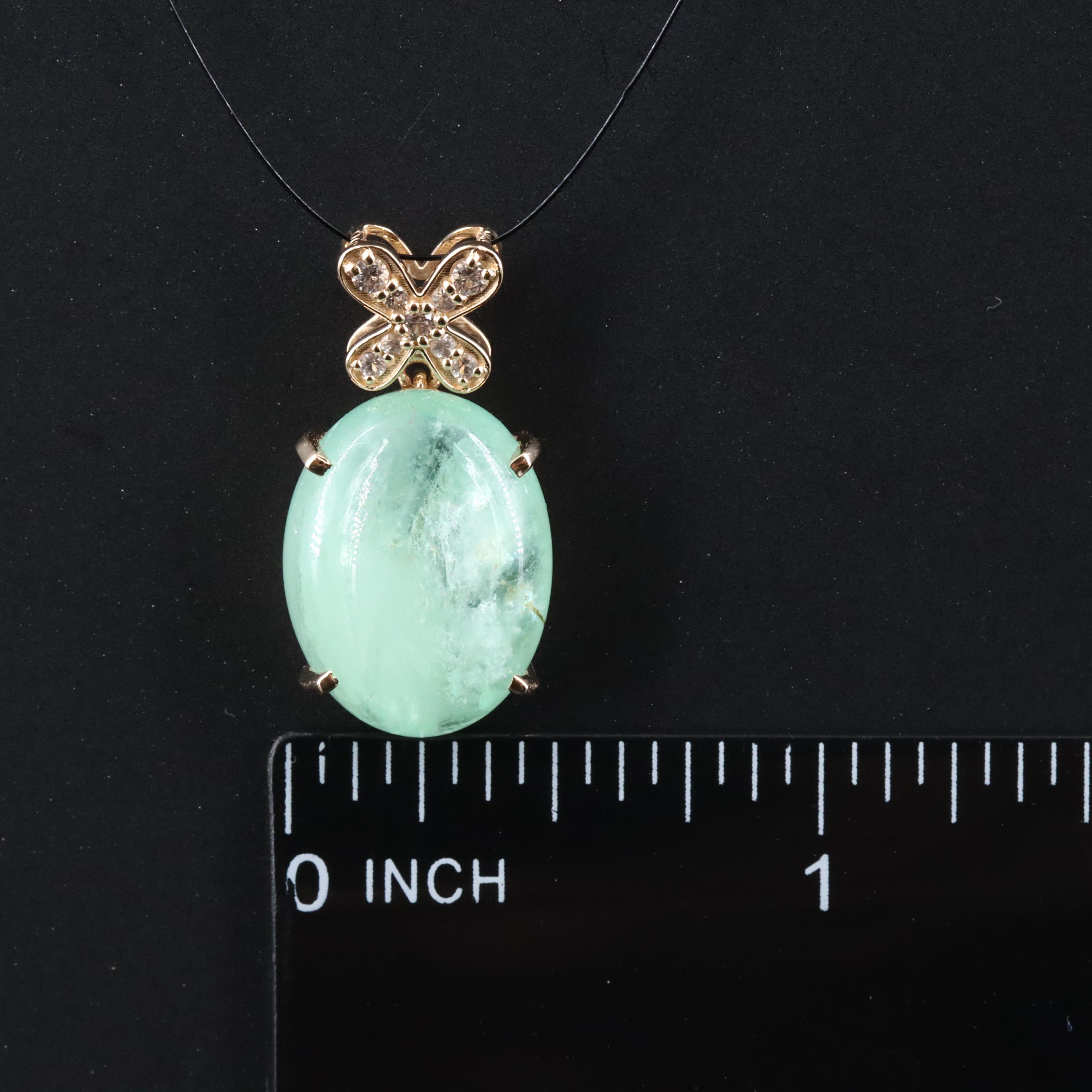 14K 10.83 CT Emerald, White Sapphire and White Topaz Pendant