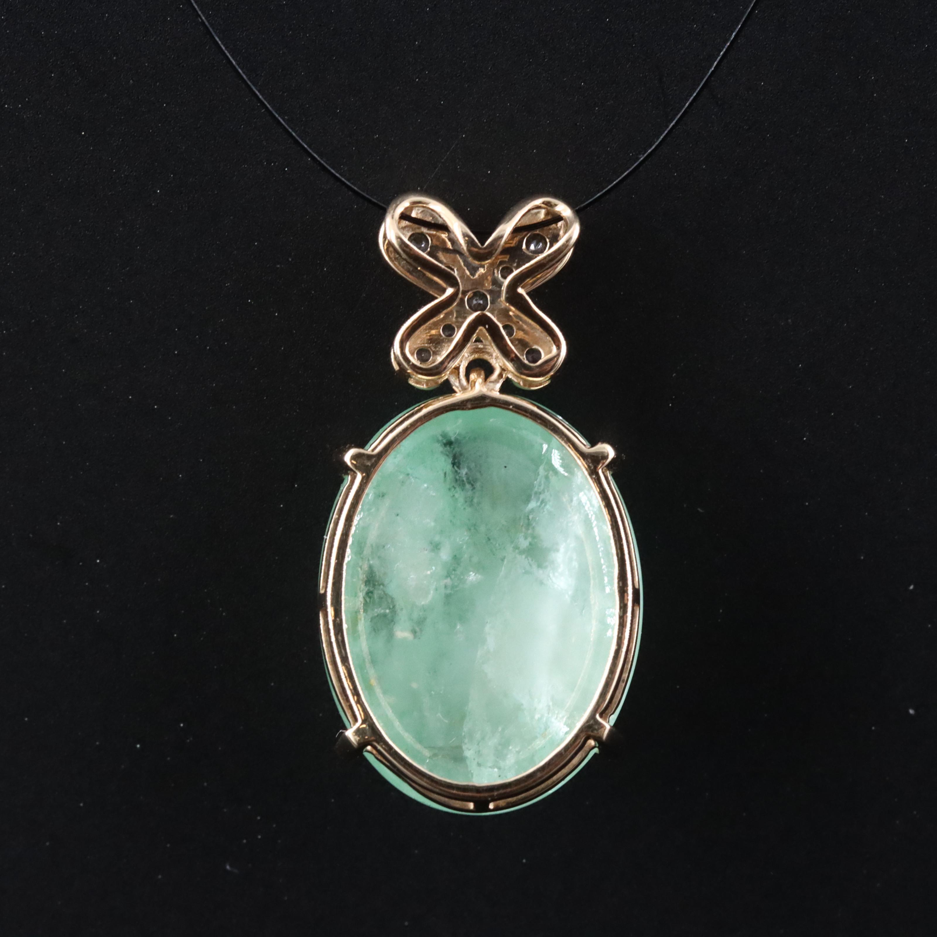 14K 10.83 CT Emerald, White Sapphire and White Topaz Pendant