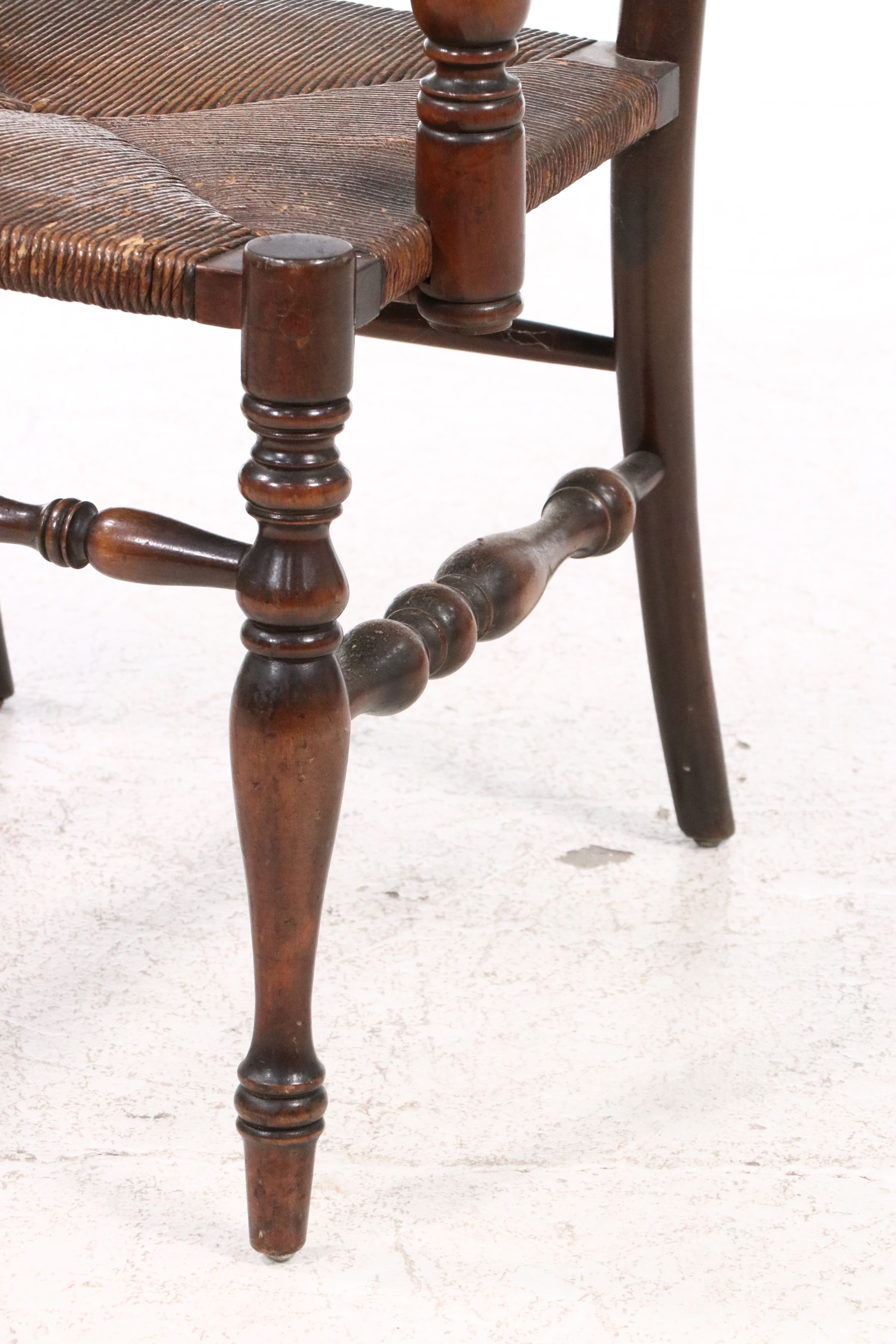 Karpen Furniture Ladder-Back Armchair with Rush Seat, 20th Century