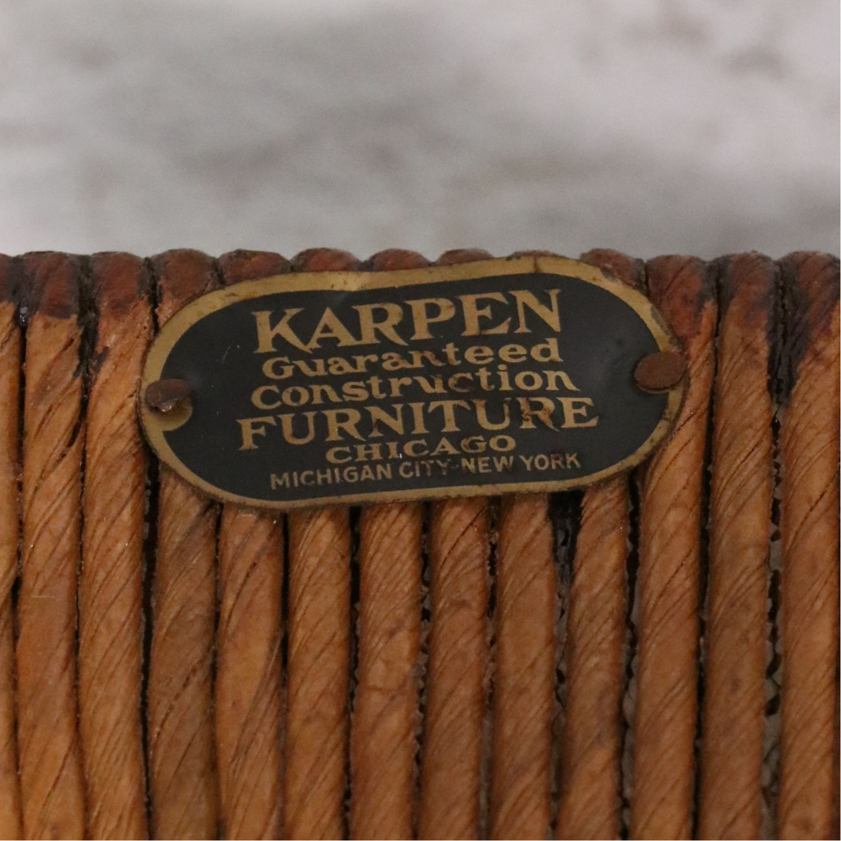 Karpen Furniture Ladder-Back Armchair with Rush Seat, 20th Century