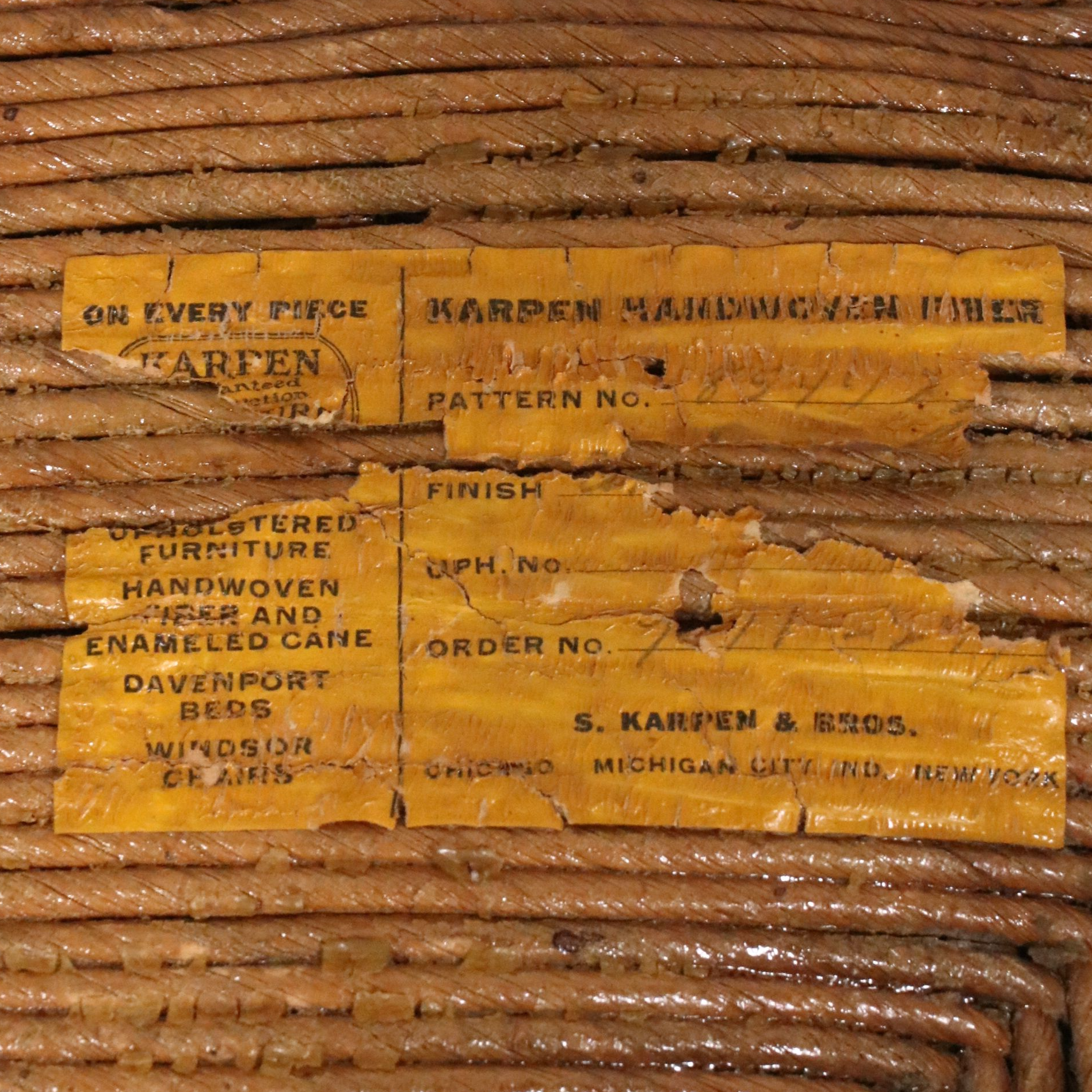 Karpen Furniture Ladder-Back Armchair with Rush Seat, 20th Century