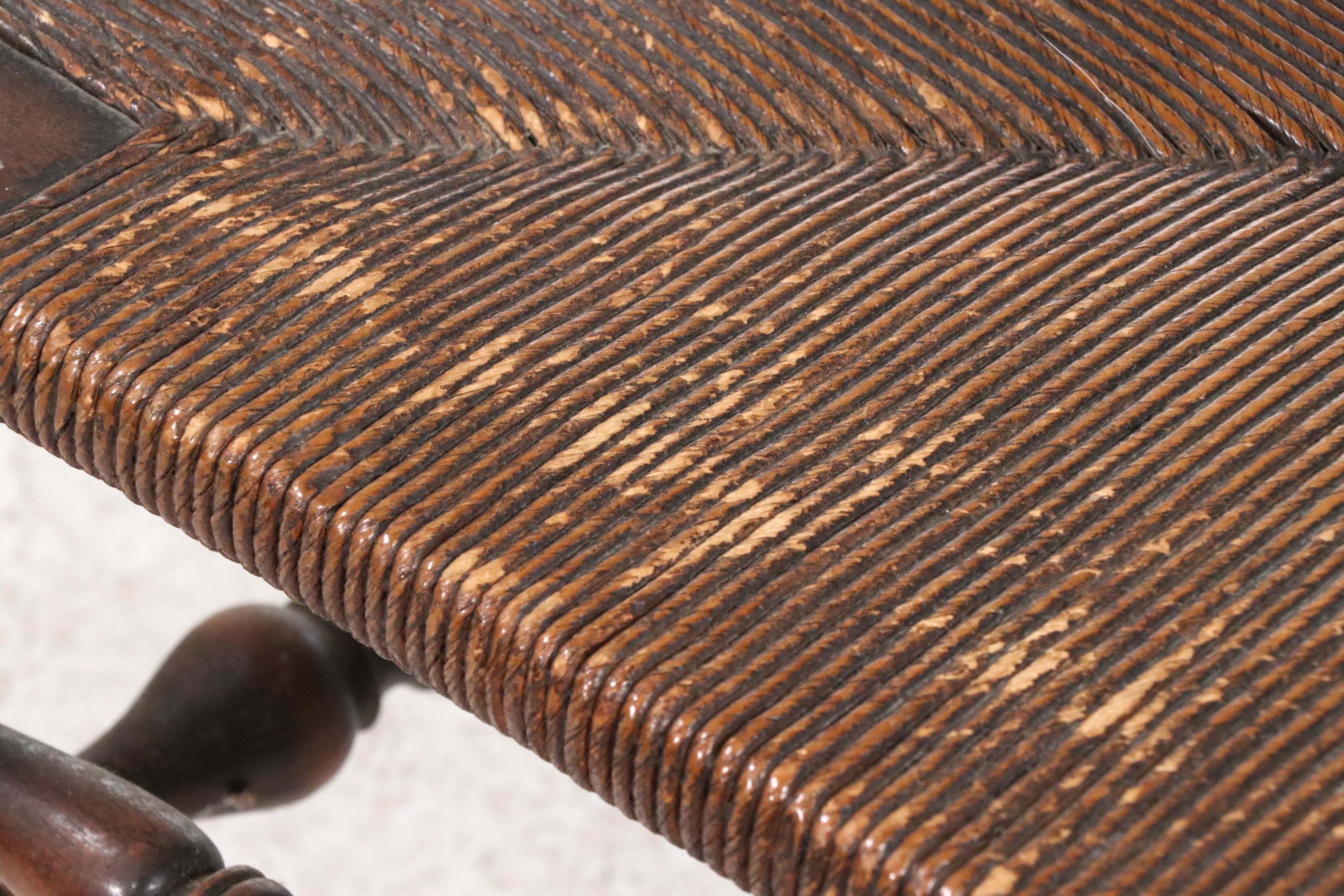 Karpen Furniture Ladder-Back Armchair with Rush Seat, 20th Century