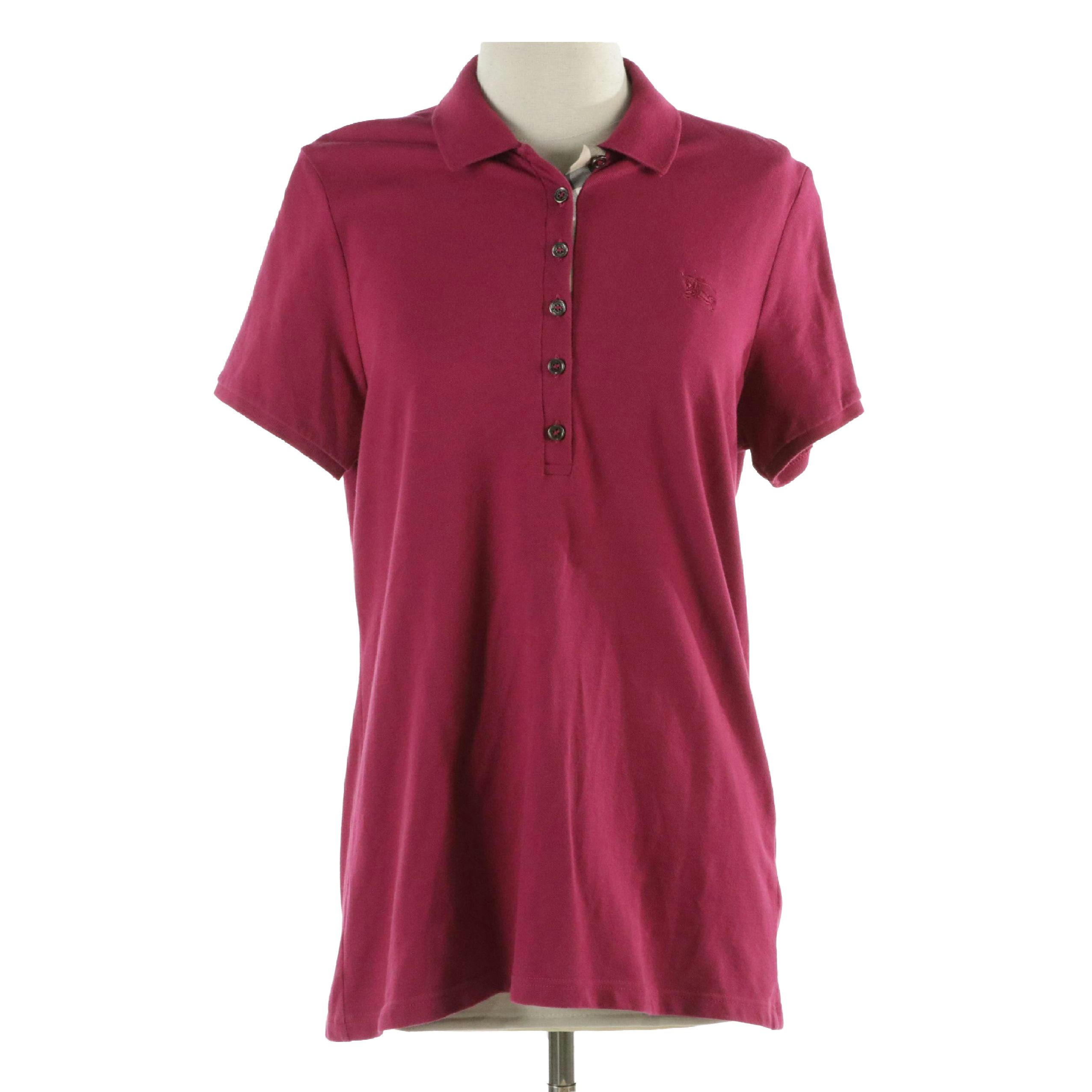 Burberry Brit Polo Shirt in Stretch Cotton Pique with Check Trim