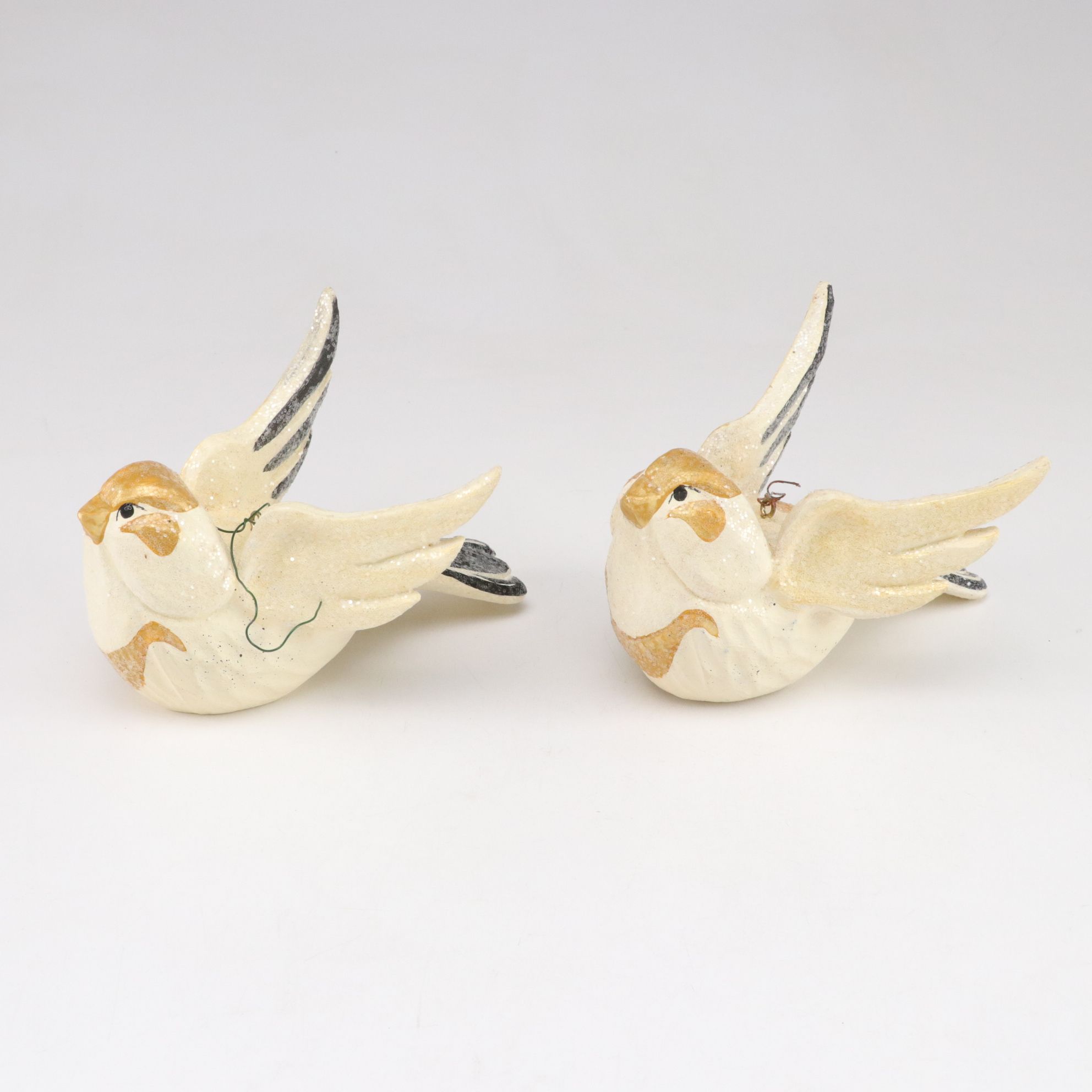 Hand-Painted Bird & Bell Christmas Tree Ornaments