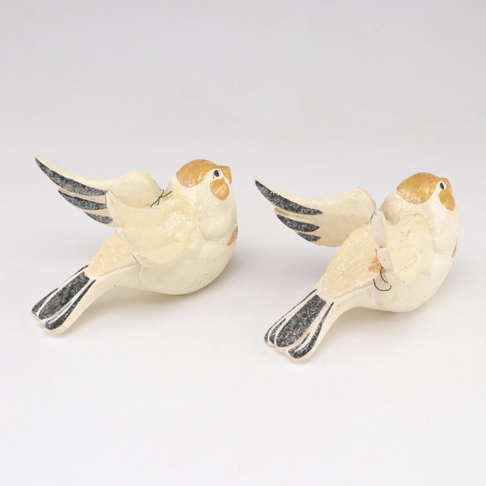 Hand-Painted Bird & Bell Christmas Tree Ornaments