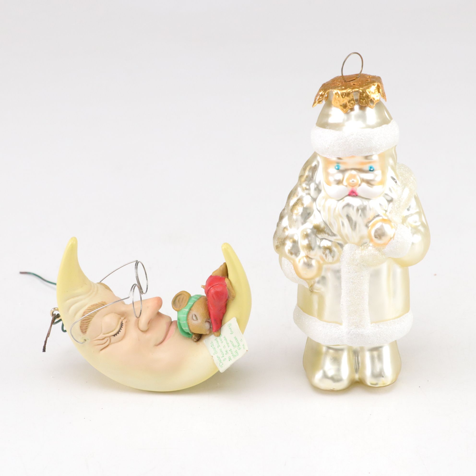 Hand-Painted Bird & Bell Christmas Tree Ornaments