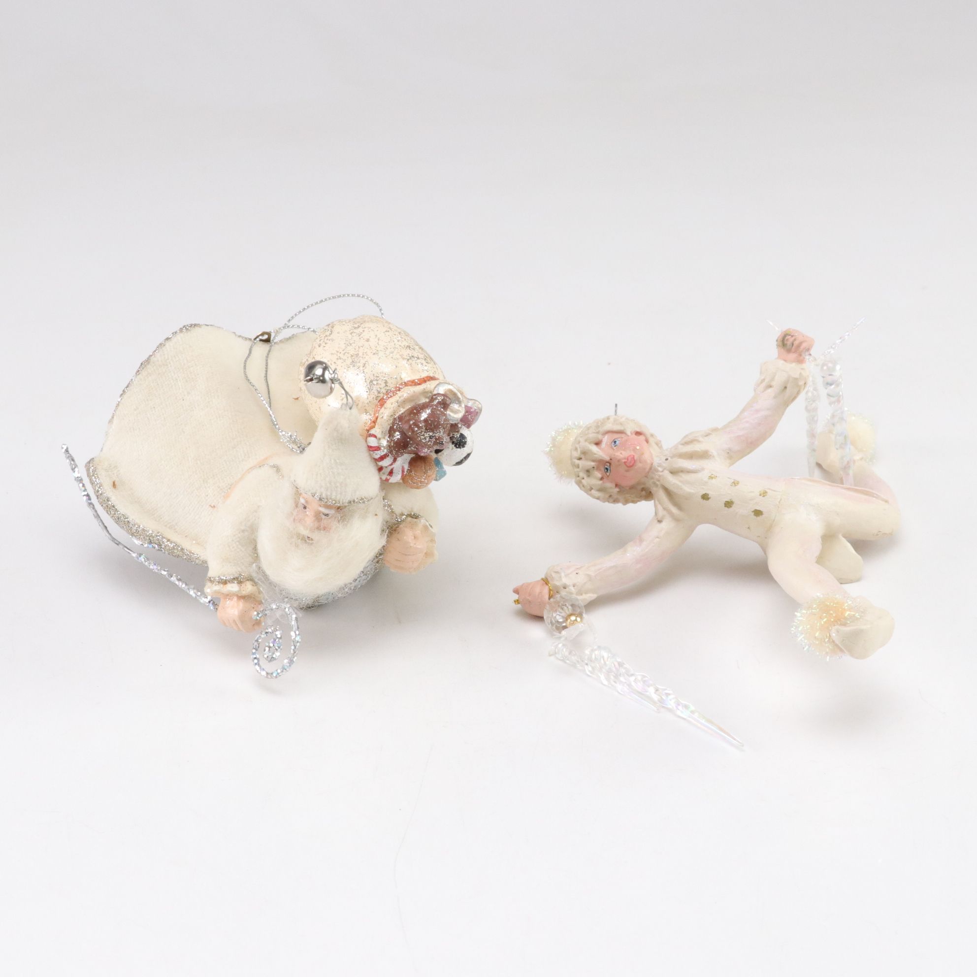 Hand-Painted Bird & Bell Christmas Tree Ornaments