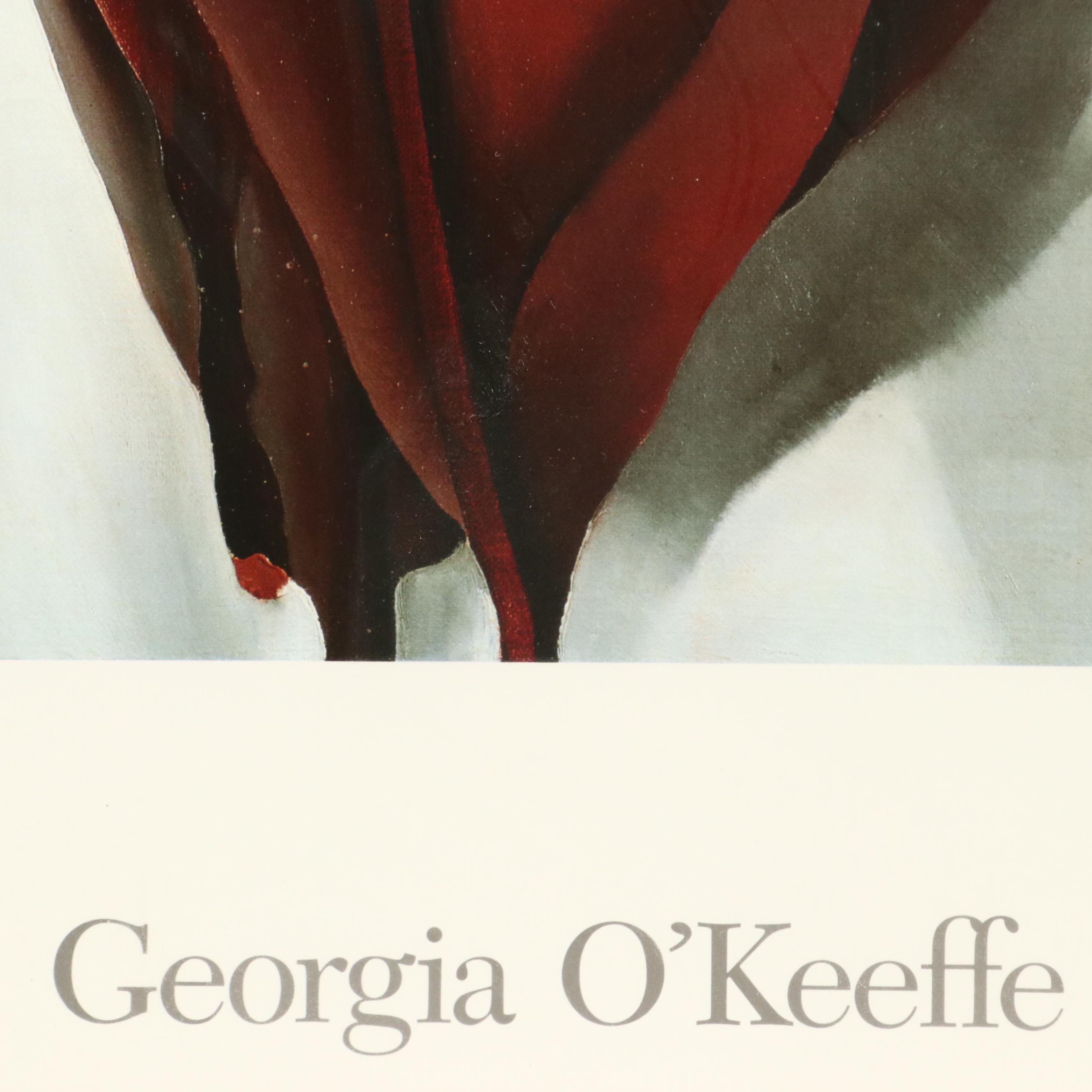 Offset Lithograph After Georgia O'Keeffe "Large Dark Red Leaves on White"