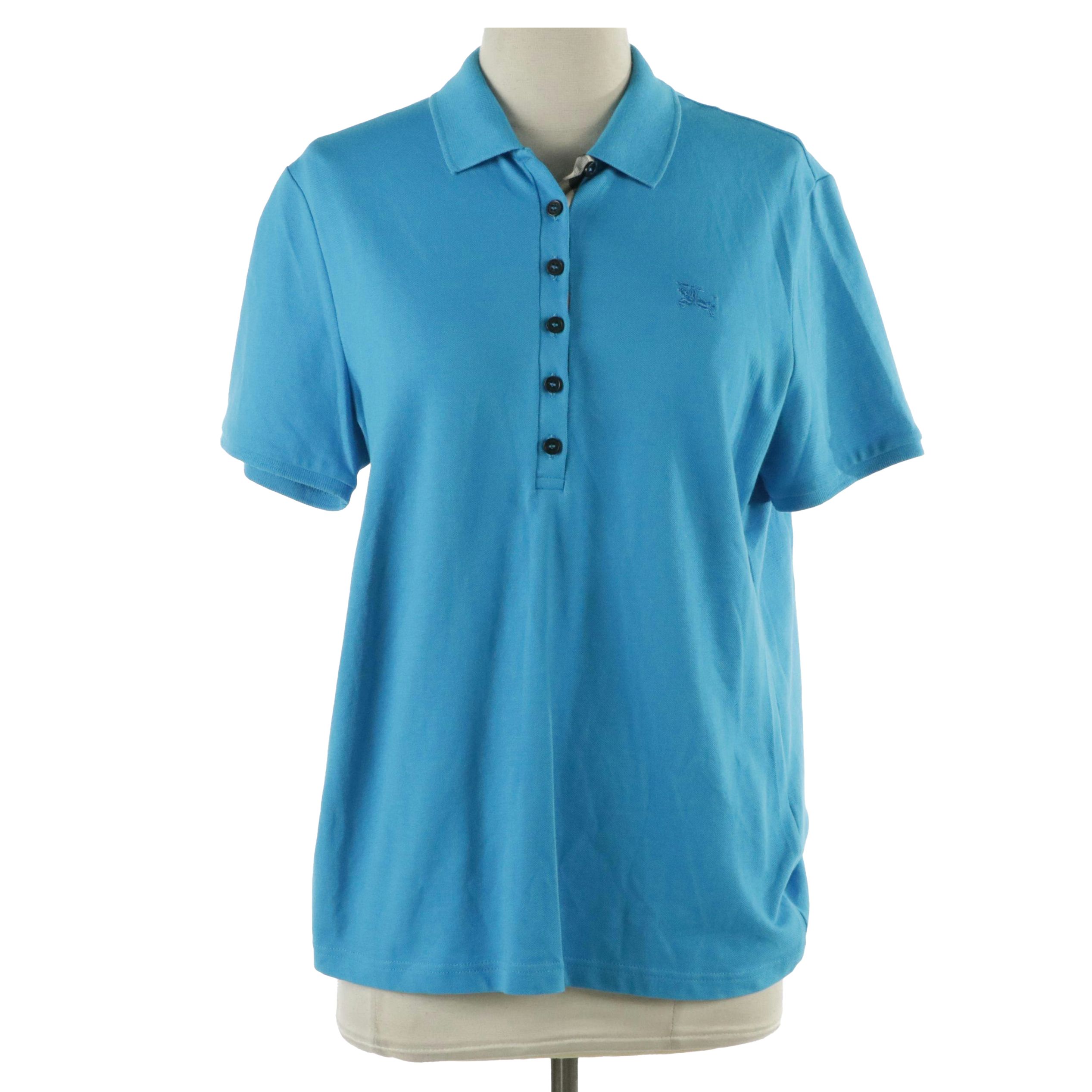 Burberry Brit Polo Shirt in Stretch Cotton Pique with Check Trim