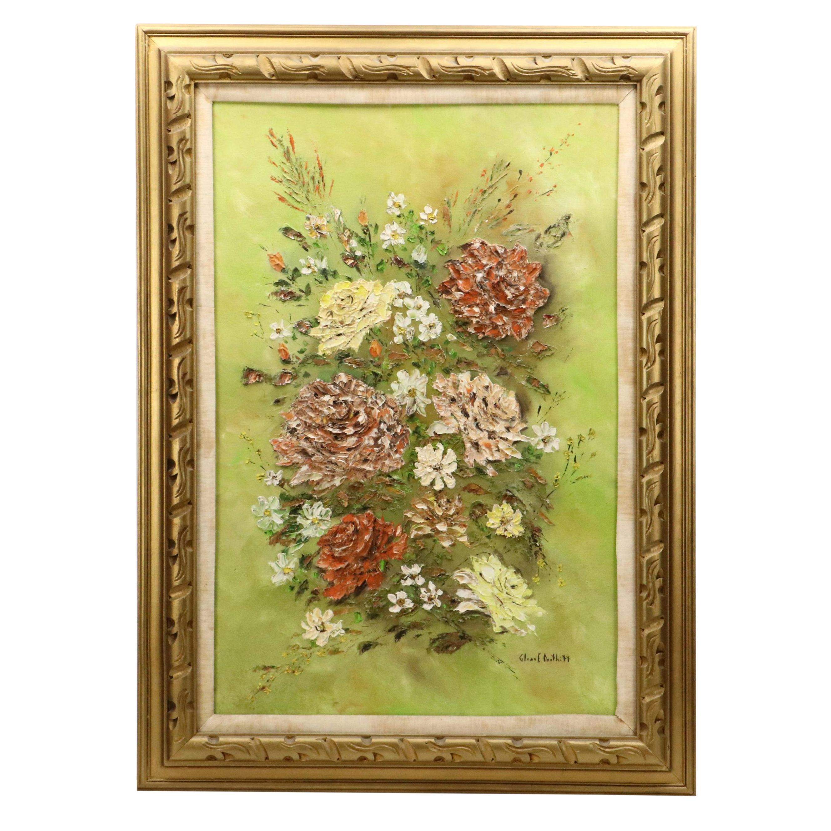 Glenn E. Douthitt Floral Impasto Oil Painting of Roses