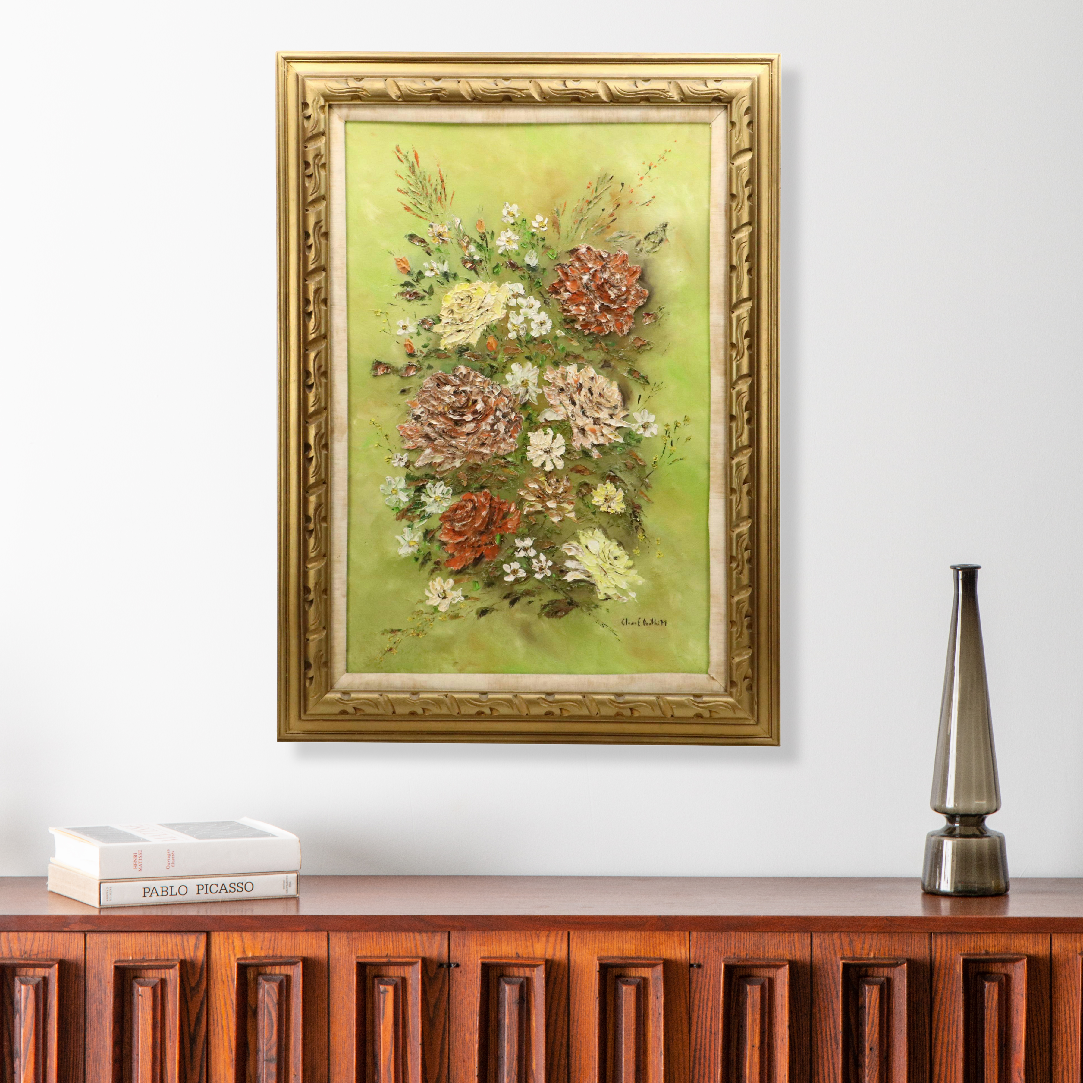 Glenn E. Douthitt Floral Impasto Oil Painting of Roses