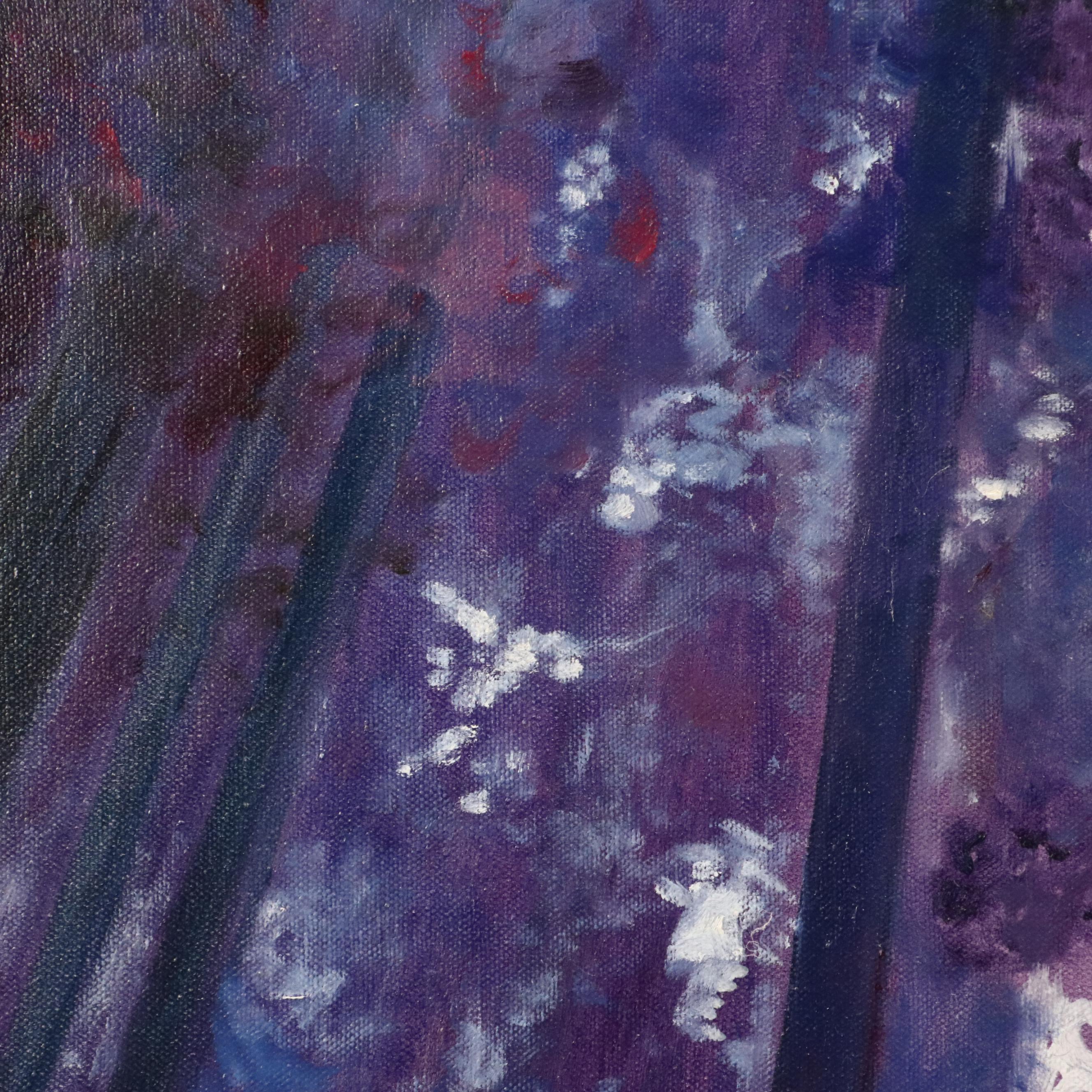 Ed Pikar Oil Painting of Purple Trees, 2002