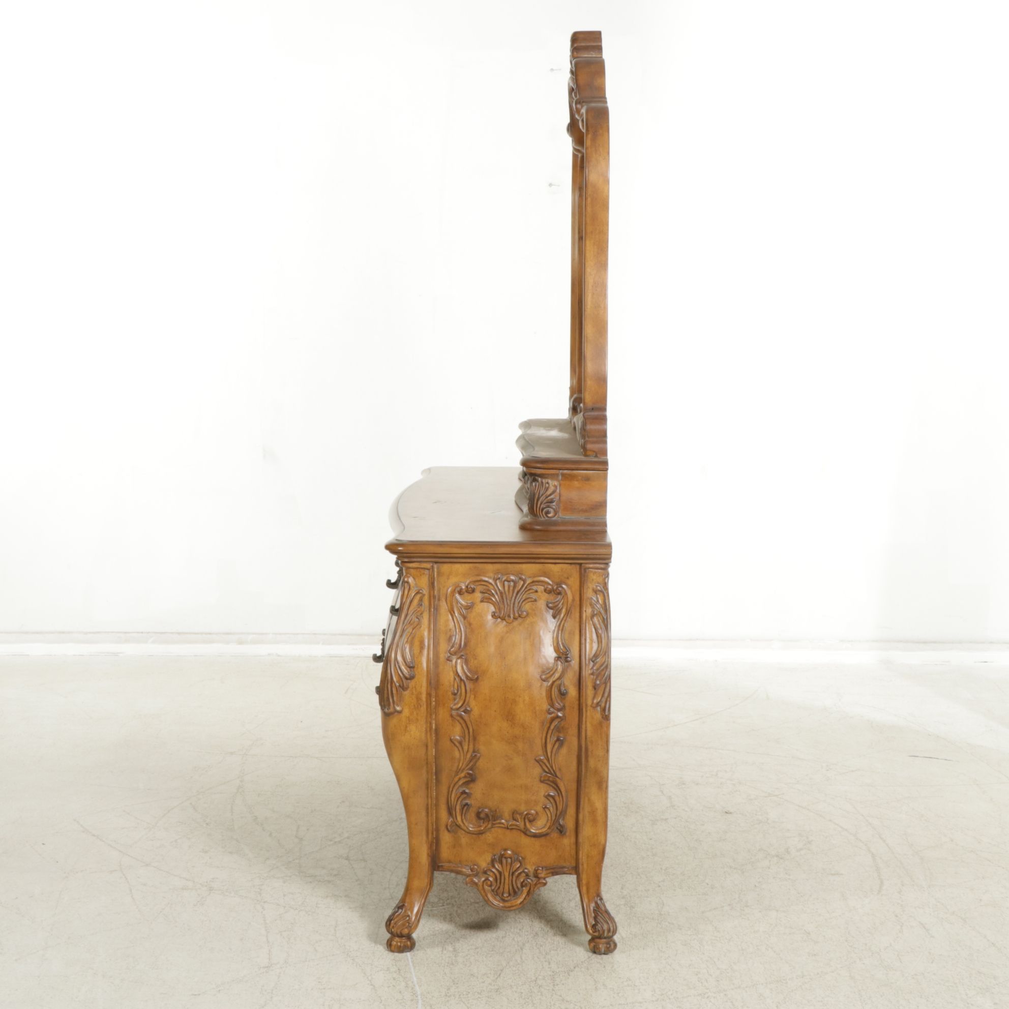 Schnadig Baroque Style Bombe Dresser and Mirror